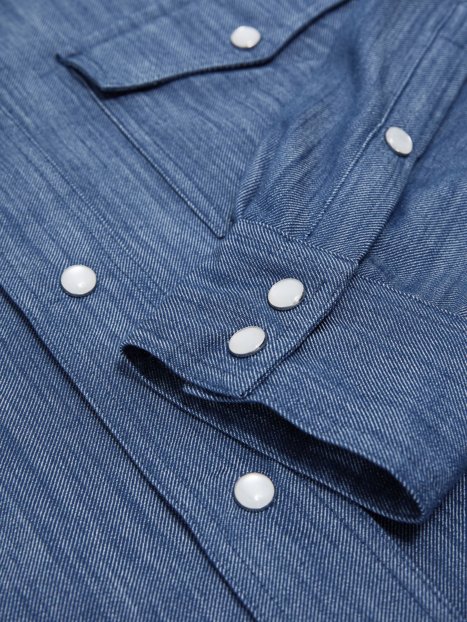 Denim Western Press-Stud Shirt Regular-Fit in Indigo Blue - image 3
