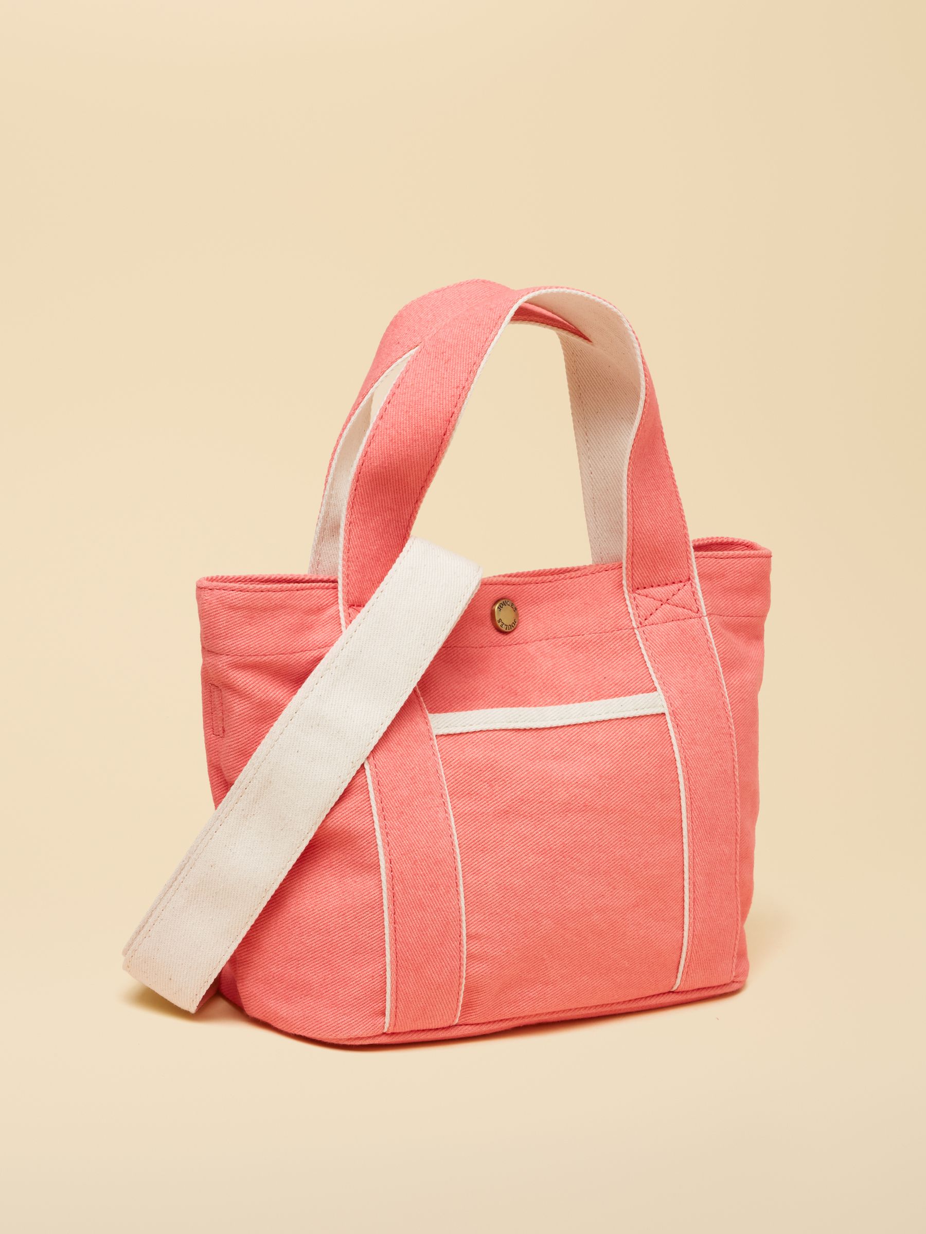 Coral Pink Mini Crossbody Cotton Tote Bag - Image 6 of 8