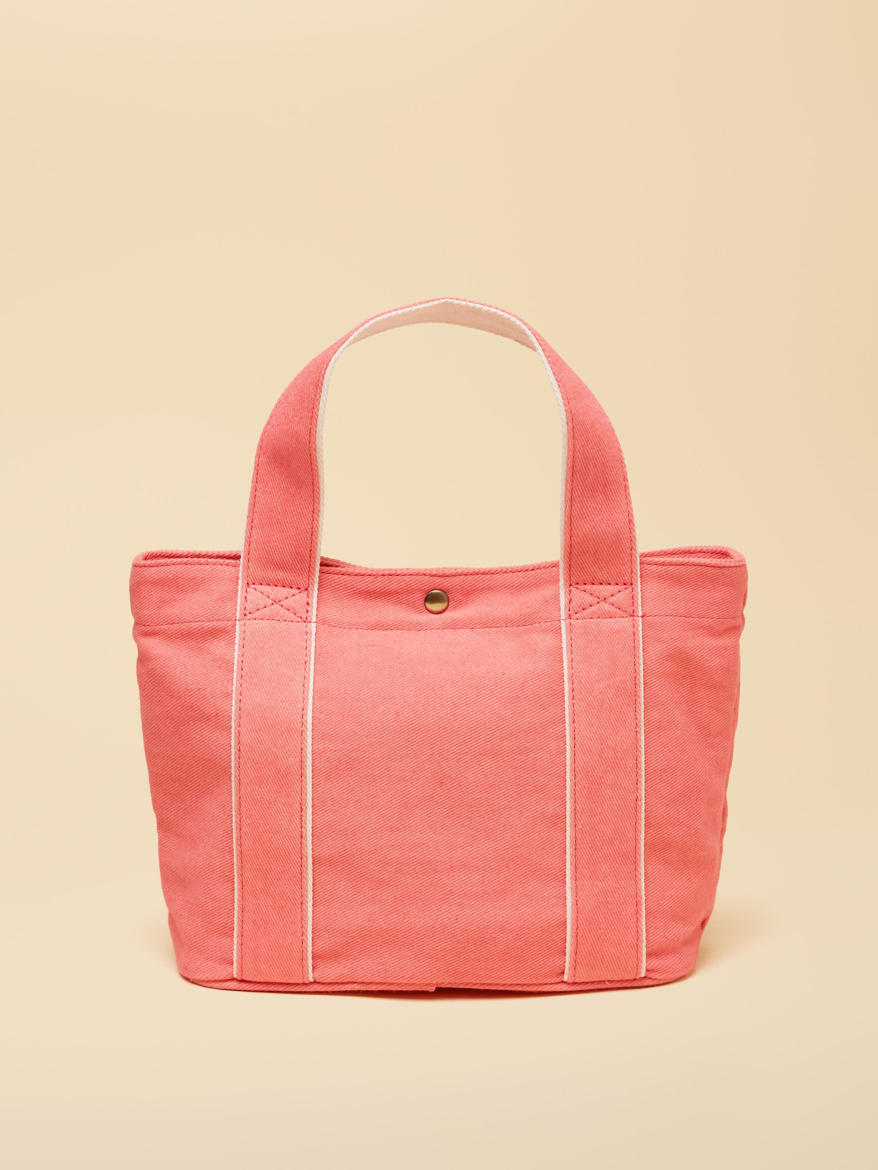 Coral Pink Mini Crossbody Cotton Tote Bag - Image 7 of 8
