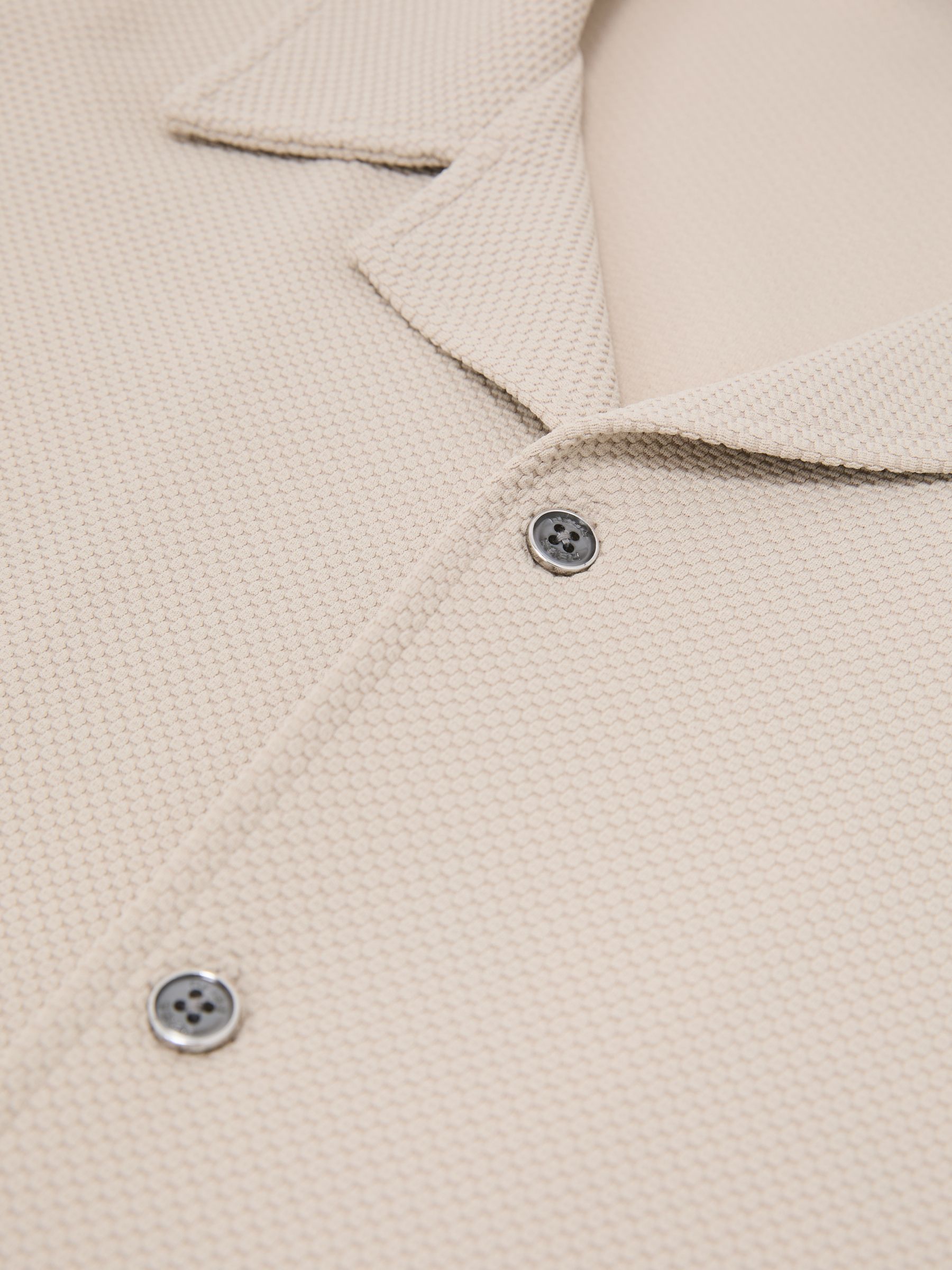 Textured Cuban-Collar Shirt in Stone - image 4