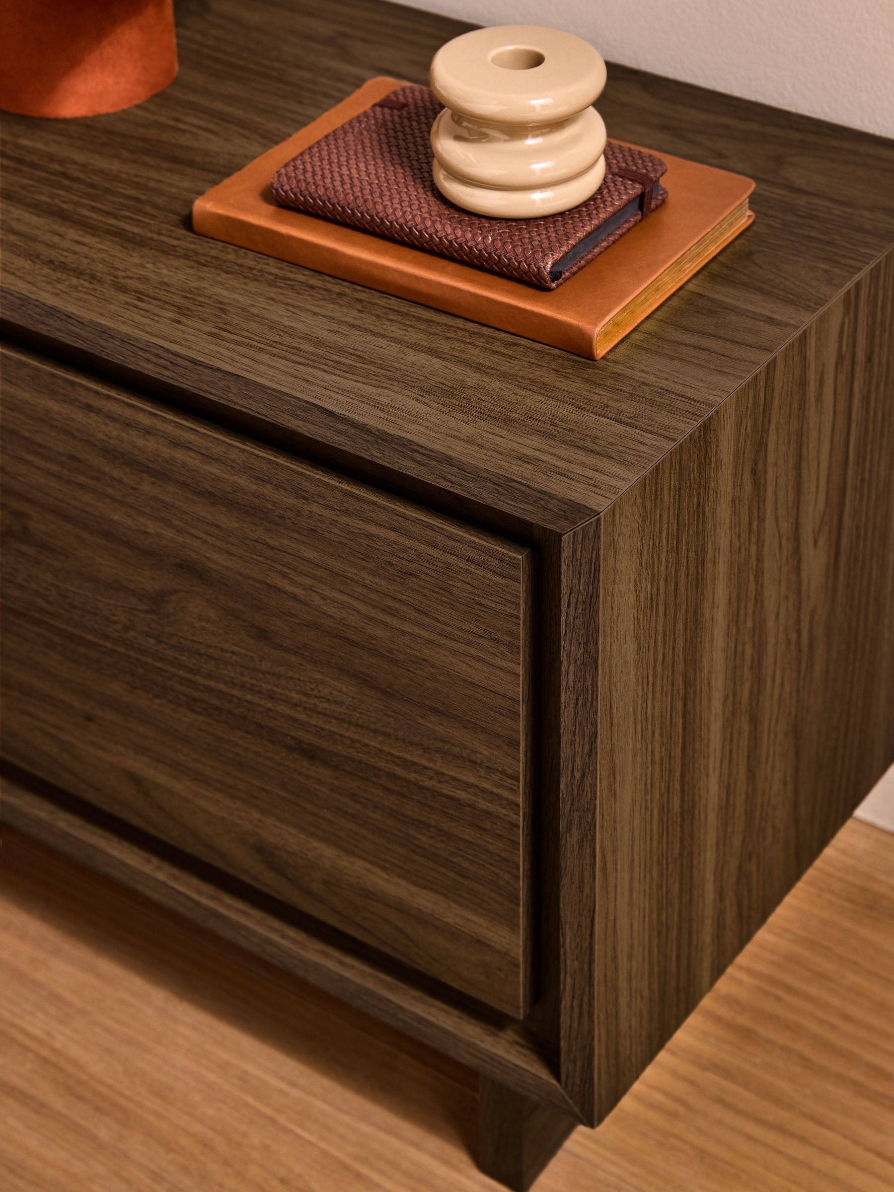 Kaci 1 Drawer Wide Bedside Table in Dark Walnut Effect - Image 3 of 7