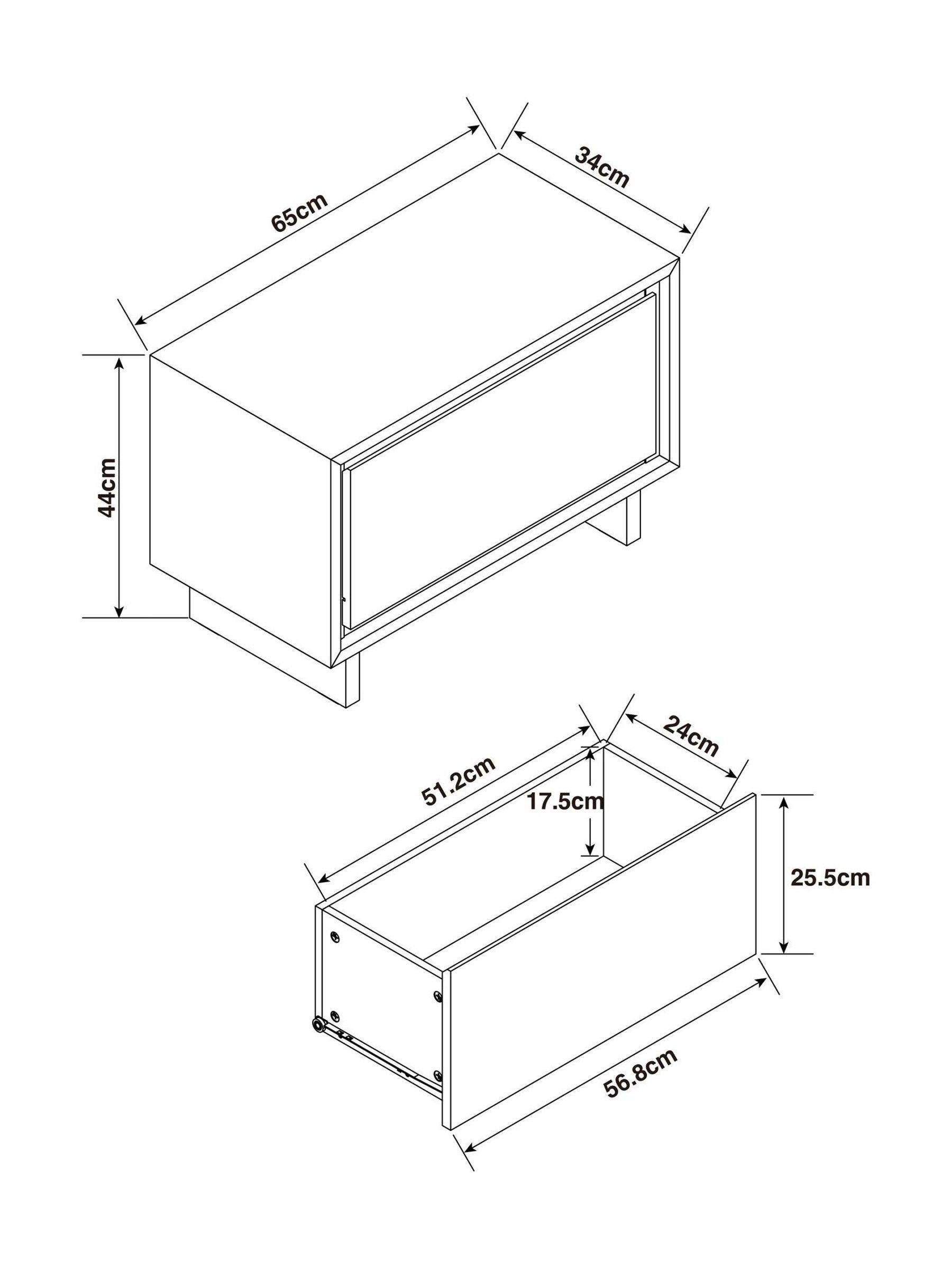 Kaci 1 Drawer Wide Bedside Table in Dark Walnut Effect - Image 4 of 7