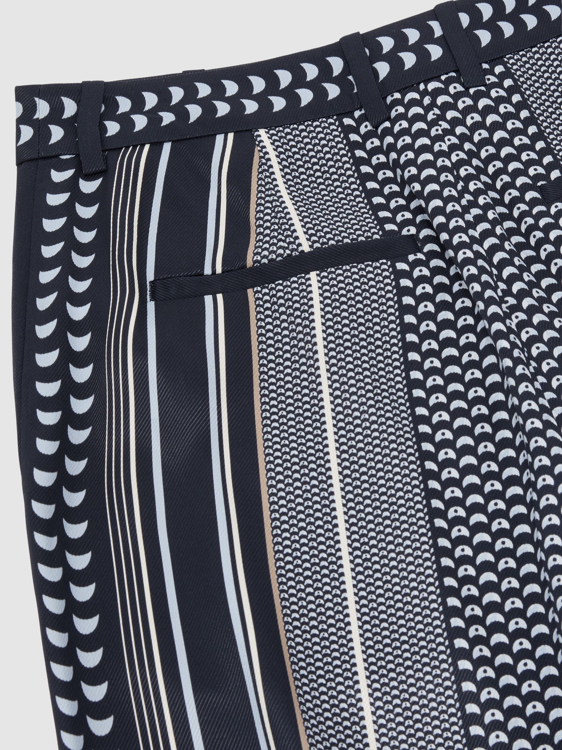 Scarf-Print Wide-Leg Trousers in Navy - image 3