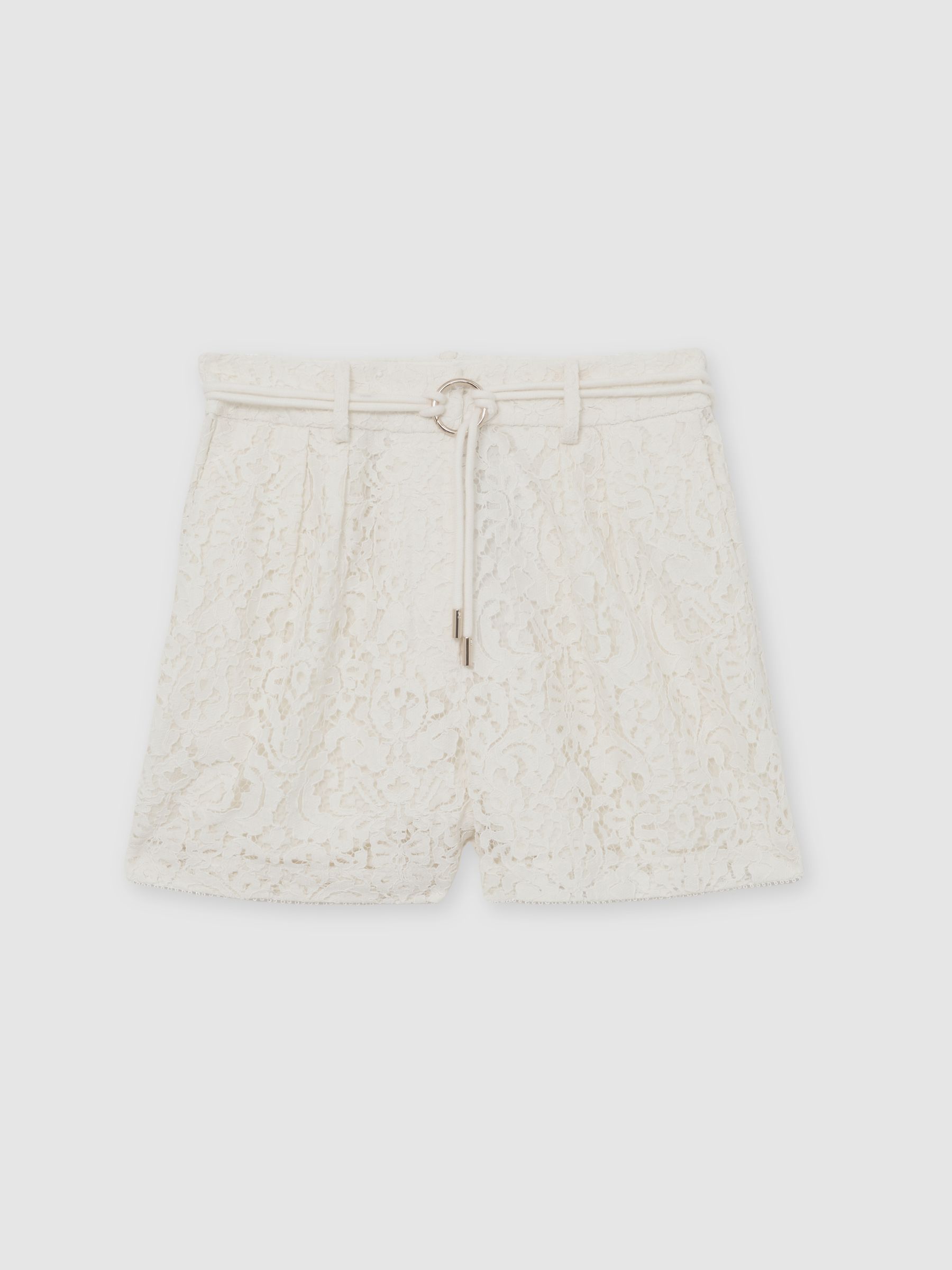 Rope-Belt Lace Shorts in White - Image 2 of 6