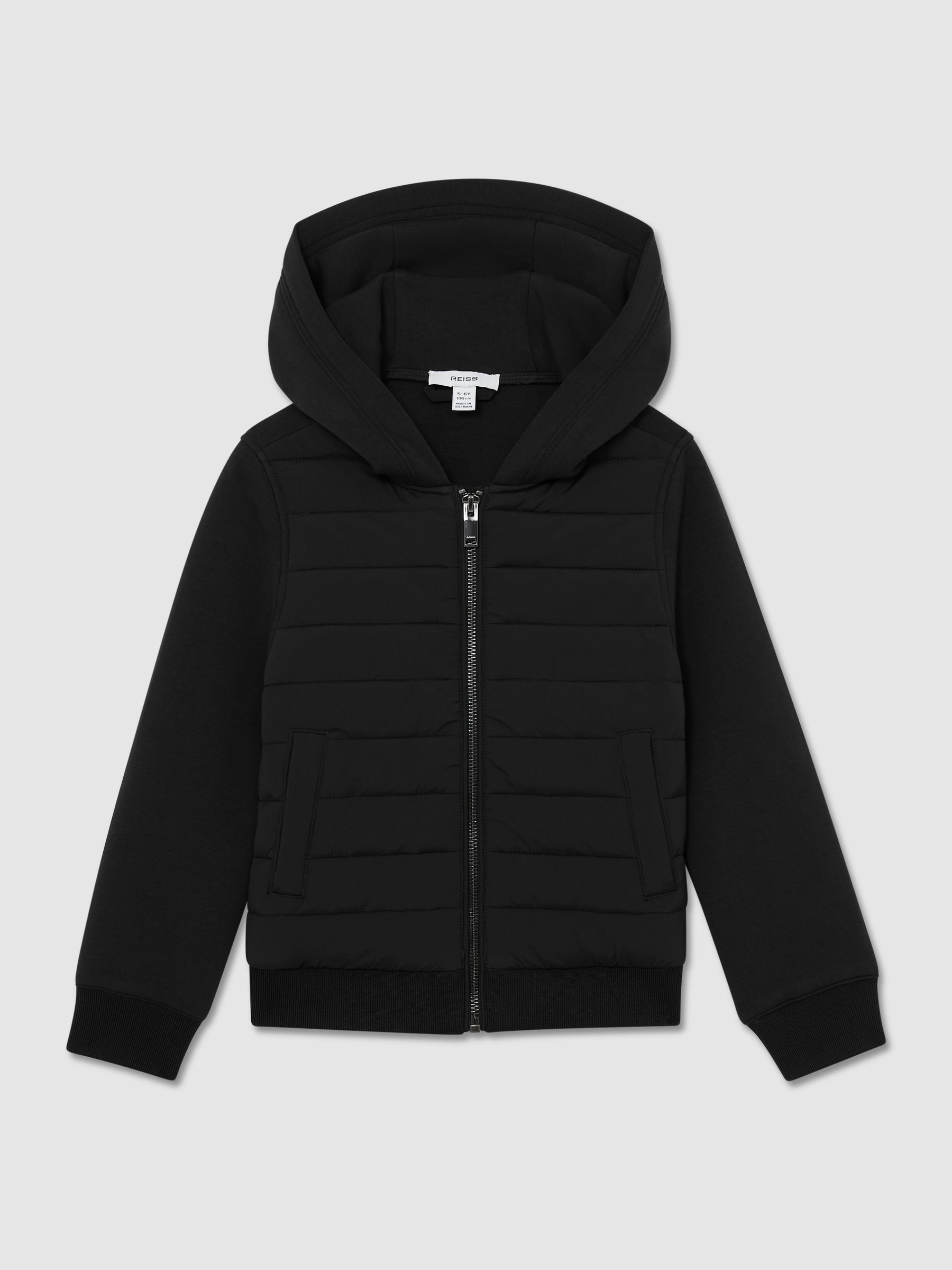 Hybrid Zip-Through Hooded Jacket in Black - Image 1 of 3