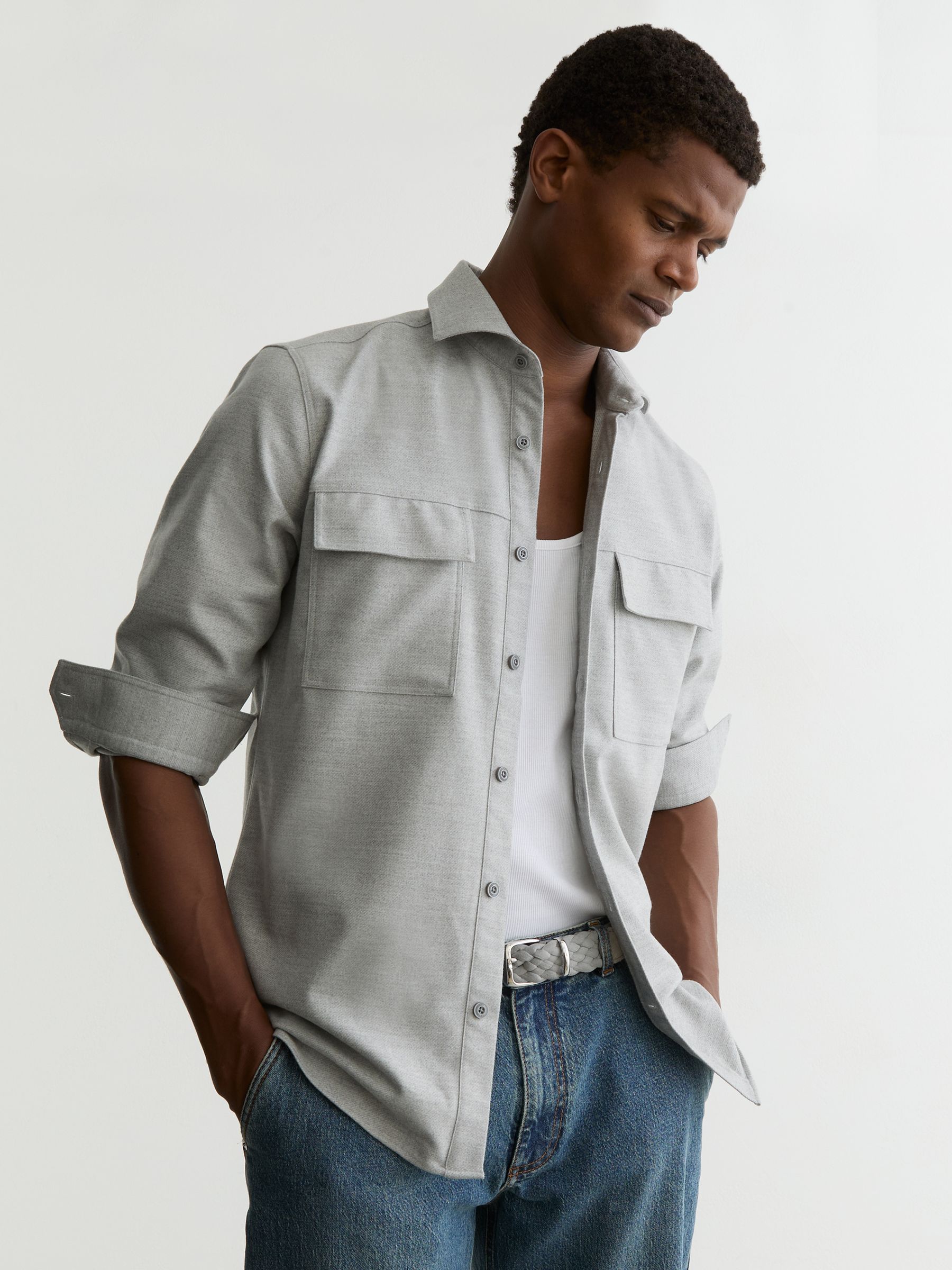 Suede Woven Belt in Soft Grey - Image 2 of 5