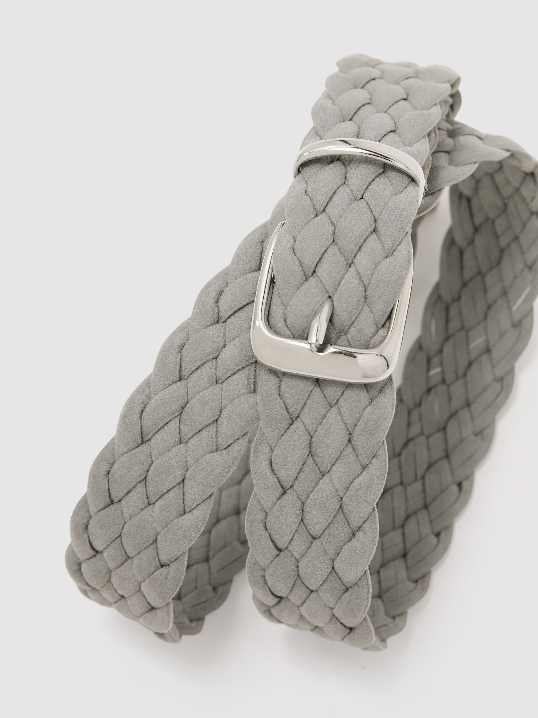 Suede Woven Belt in Soft Grey - Image 4 of 5