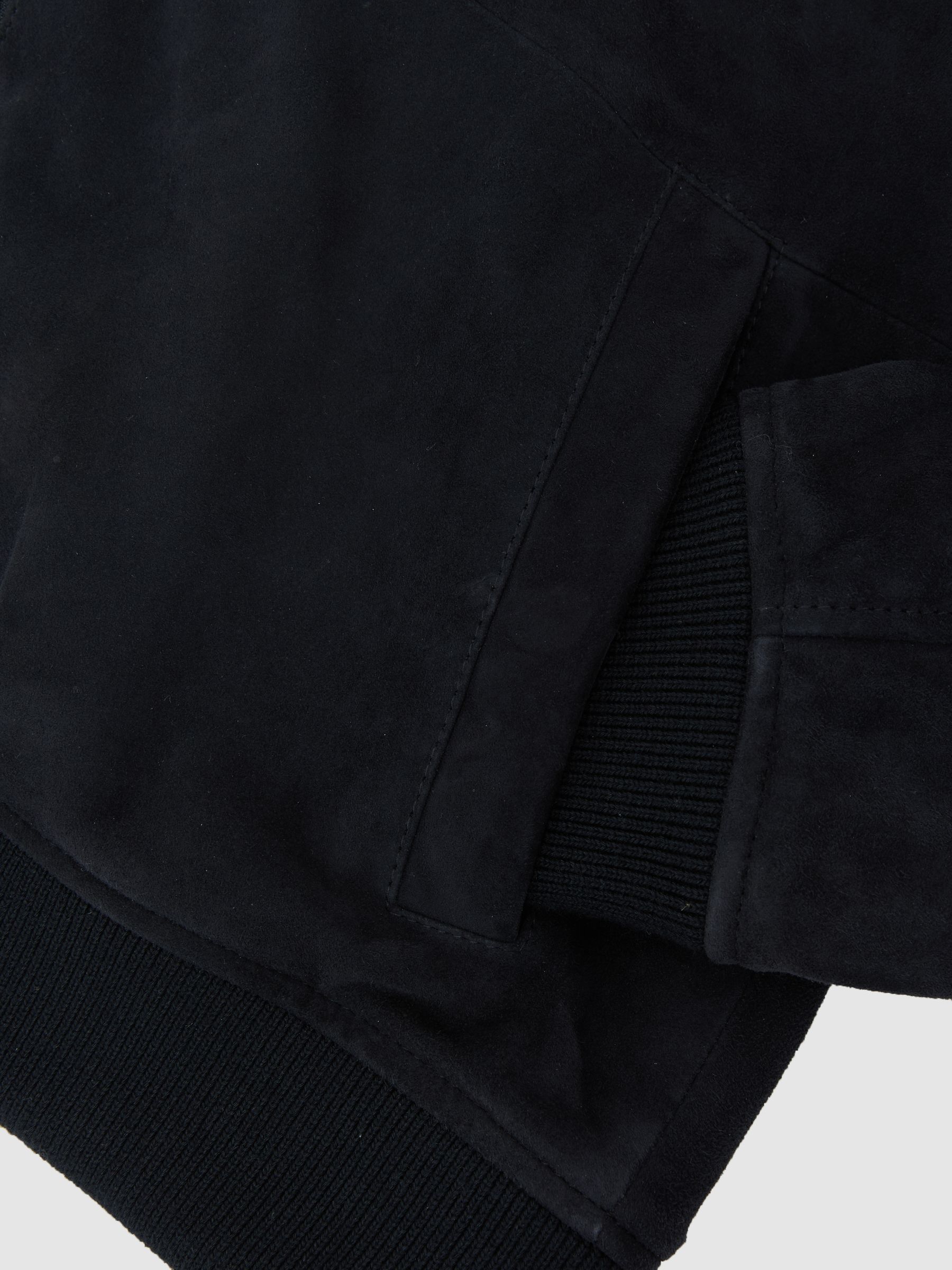 Suede Zip-Through Bomber Jacket in Navy - image 3