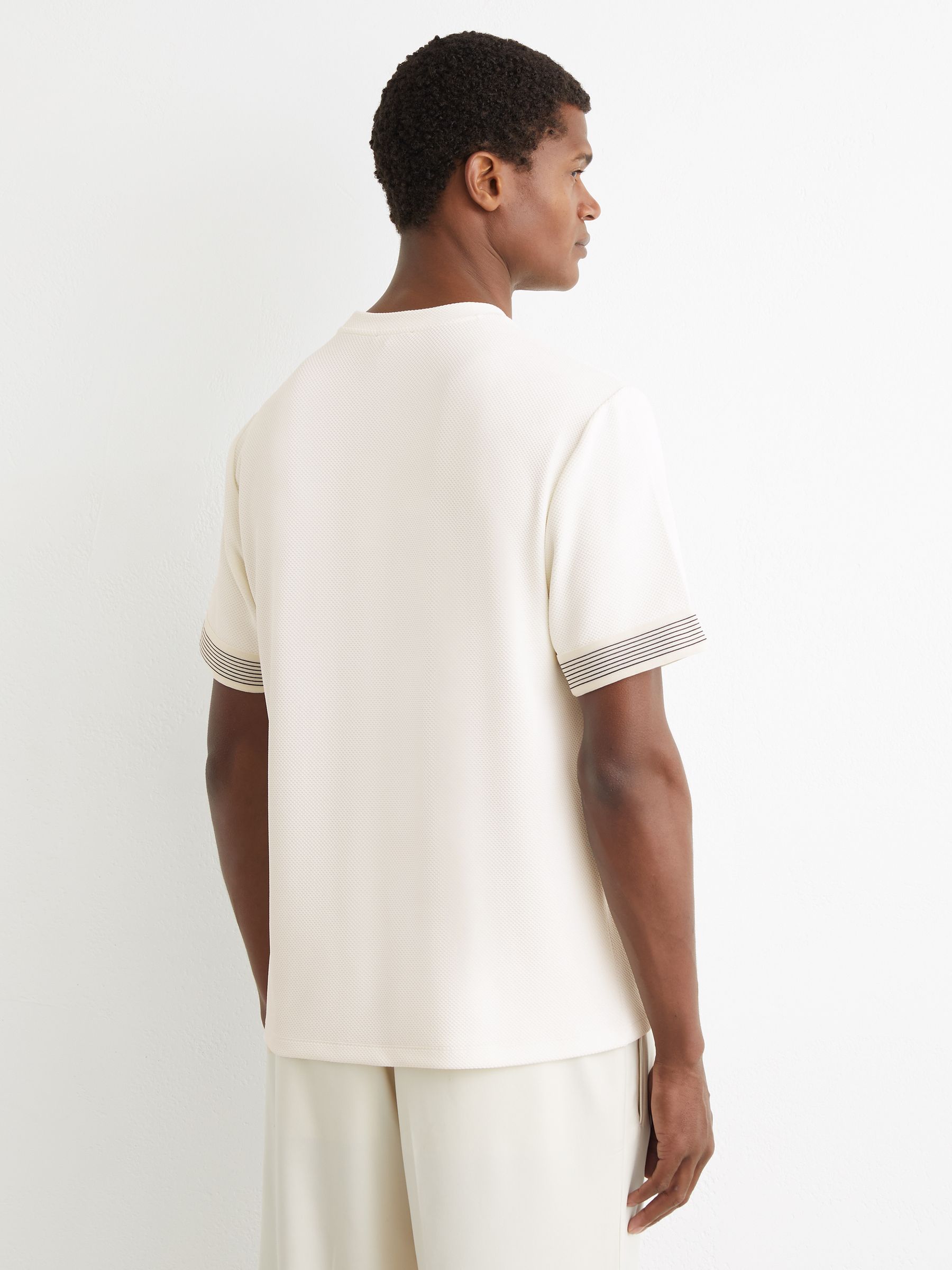 Textured Tape-Cuff Modern-Fit T-Shirt in White - image 3