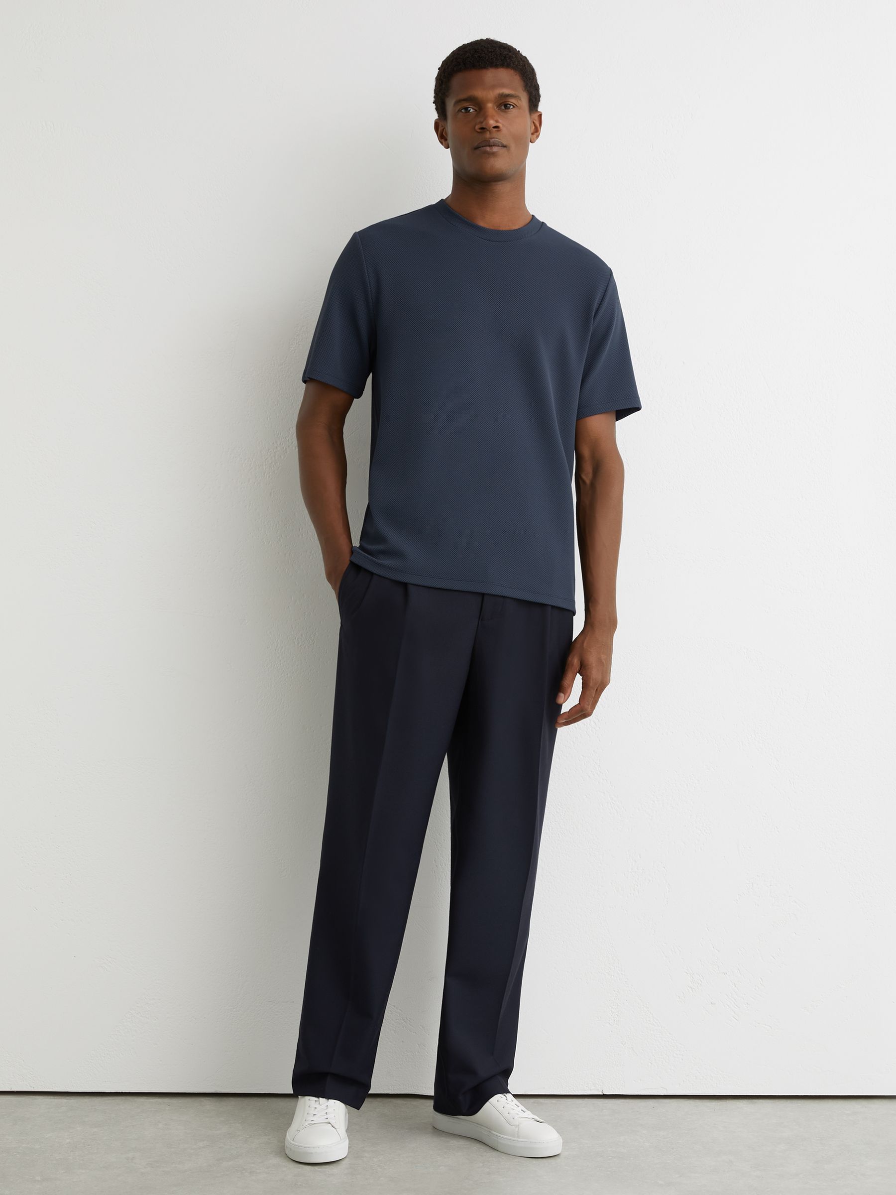 Textured Crew-Neck Modern-Fit T-Shirt in Airforce Blue - image 2