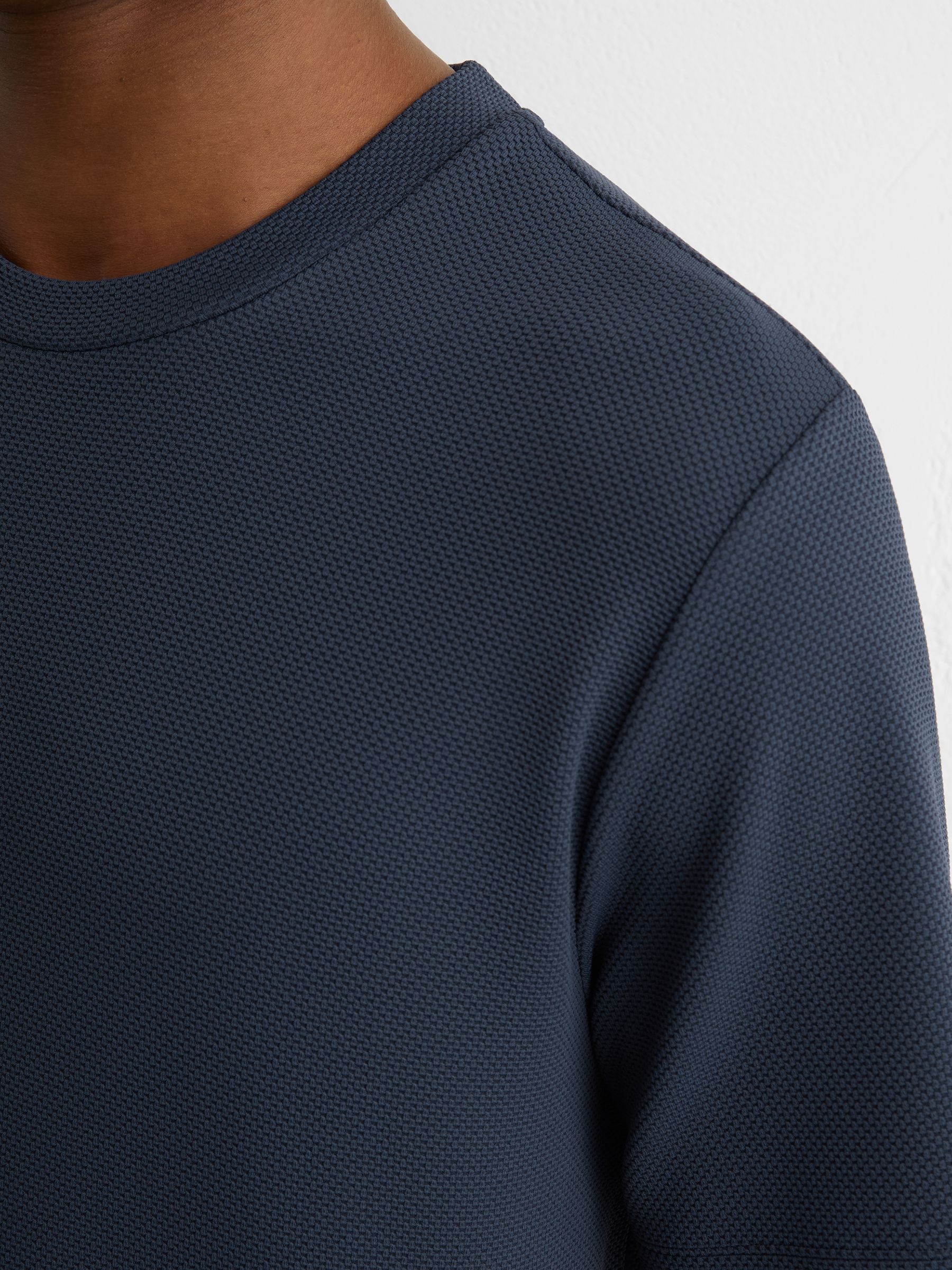 Textured Crew-Neck Modern-Fit T-Shirt in Airforce Blue - image 5