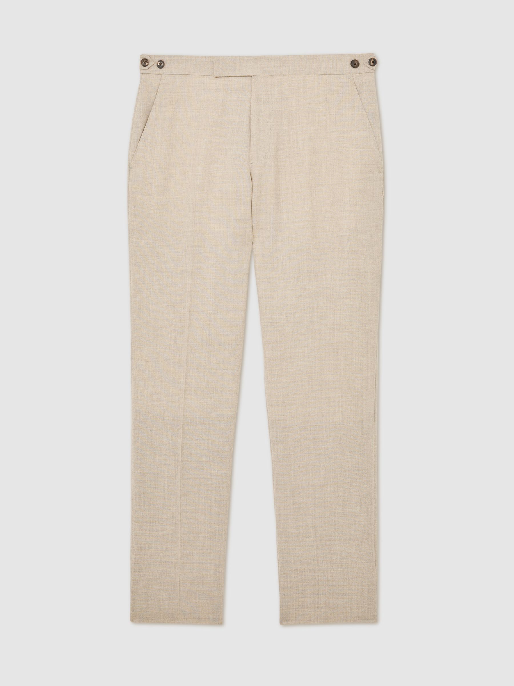Tailored Fit Wool Textured Trousers in Oatmeal Brown - image 1