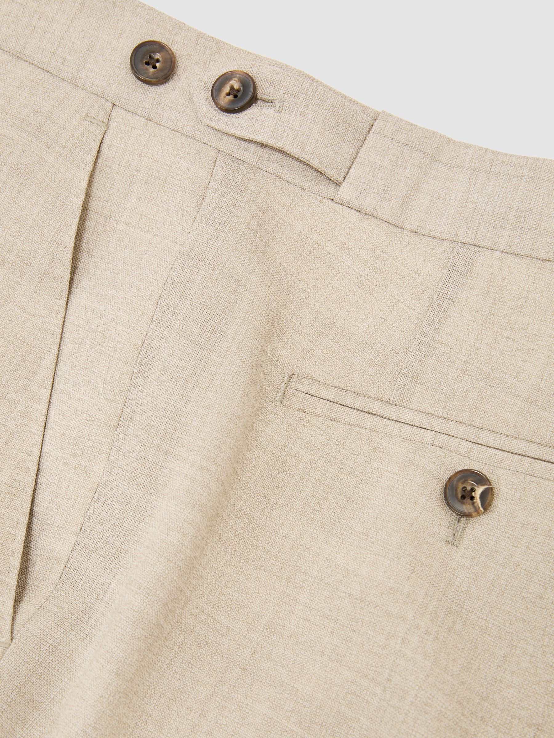 Tailored Fit Wool Textured Trousers in Oatmeal Brown - image 3
