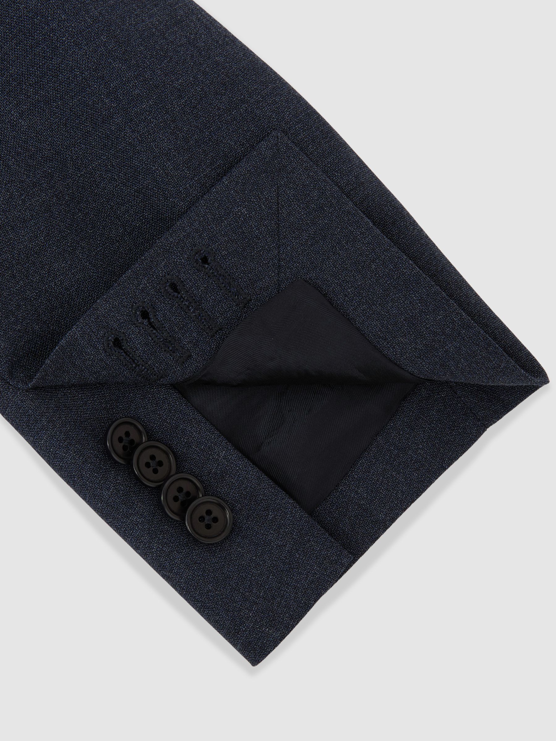 Wool Textured Single-Breasted Blazer Tailored-Fit in Airforce Blue - Image 8 of 9