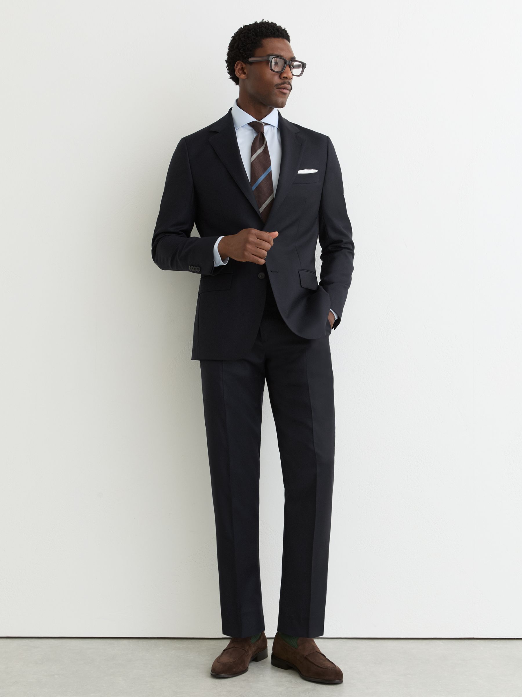 Classic Fit Italian Wool Single-Breasted Suit Blazer in Navy - image 4