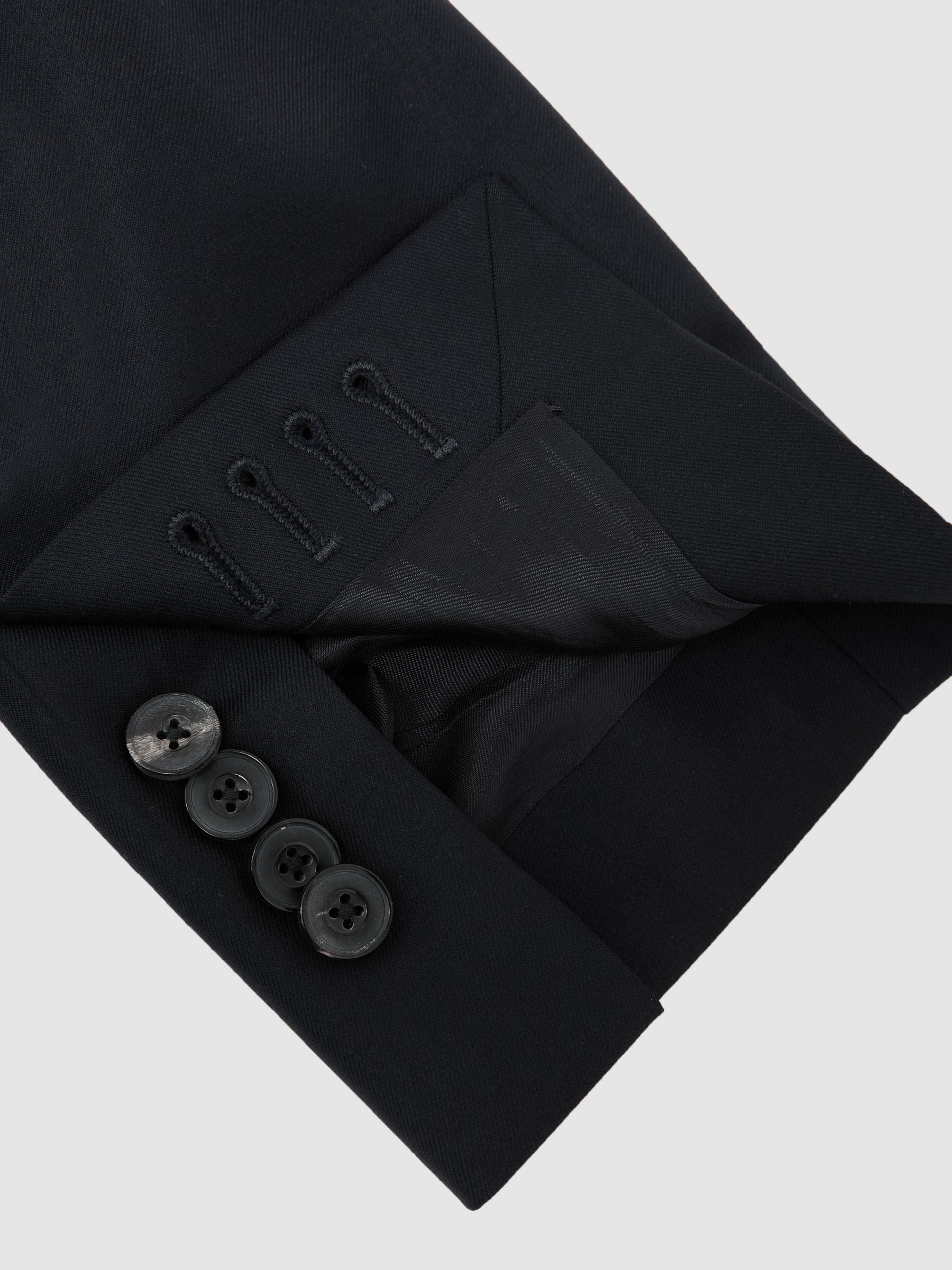 Classic Fit Italian Wool Single-Breasted Suit Blazer in Navy - image 3
