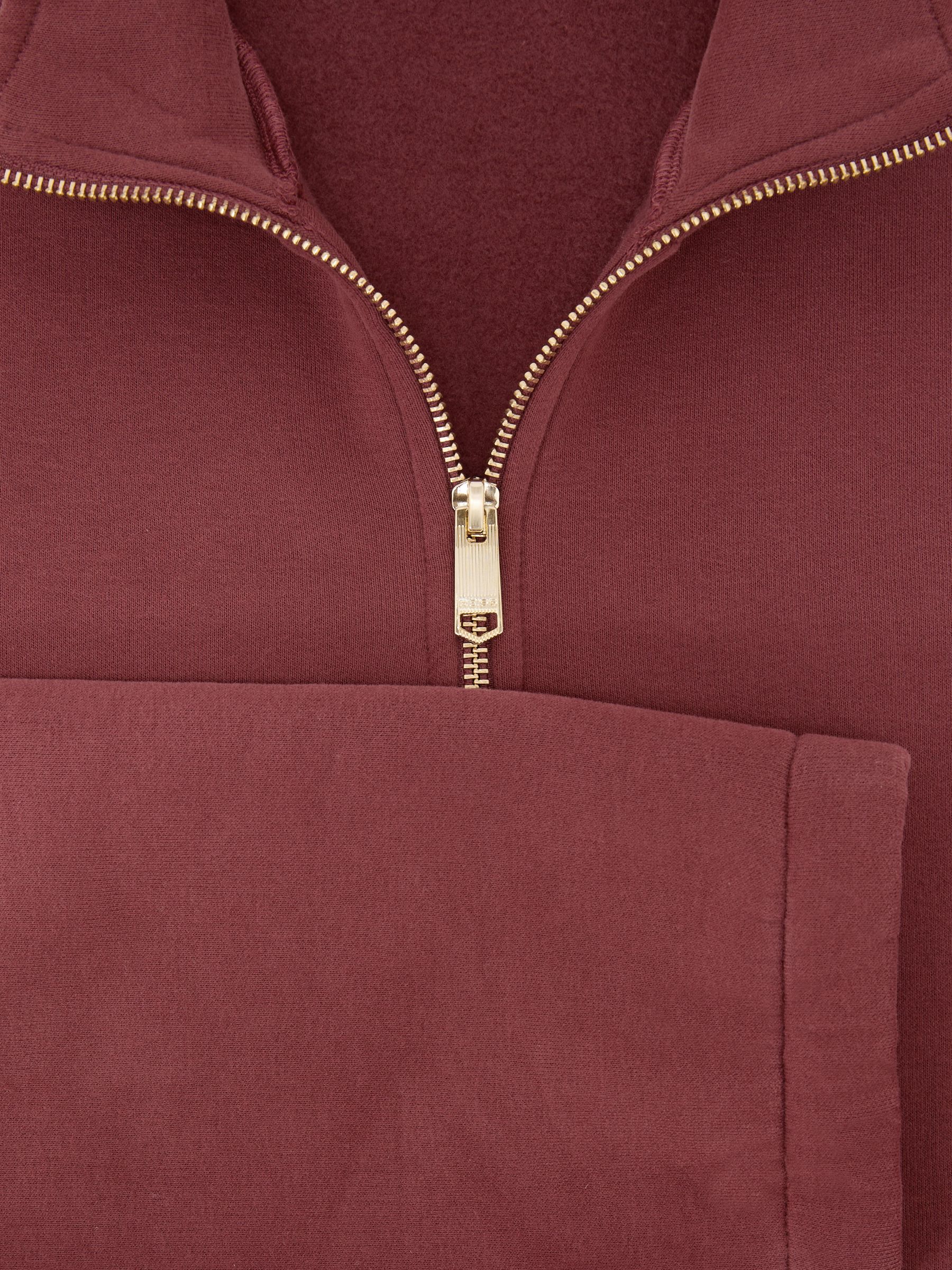 Cotton-Blend Washed Half-Zip Sweatshirt in Raspberry Pink - Image 7 of 7
