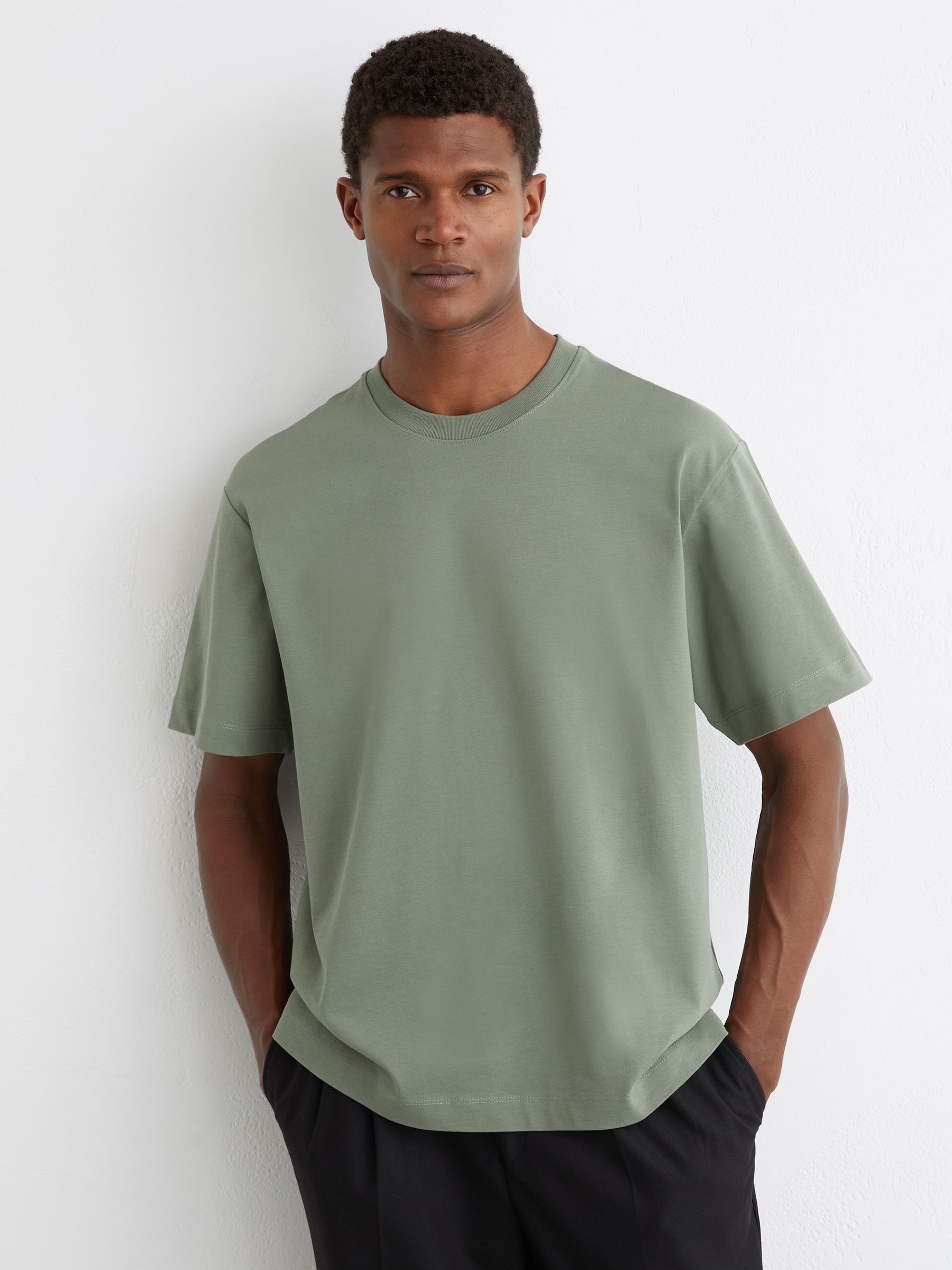 Cotton Garment-Dyed Relaxed-Fit T-Shirt in Sage Green - image 2