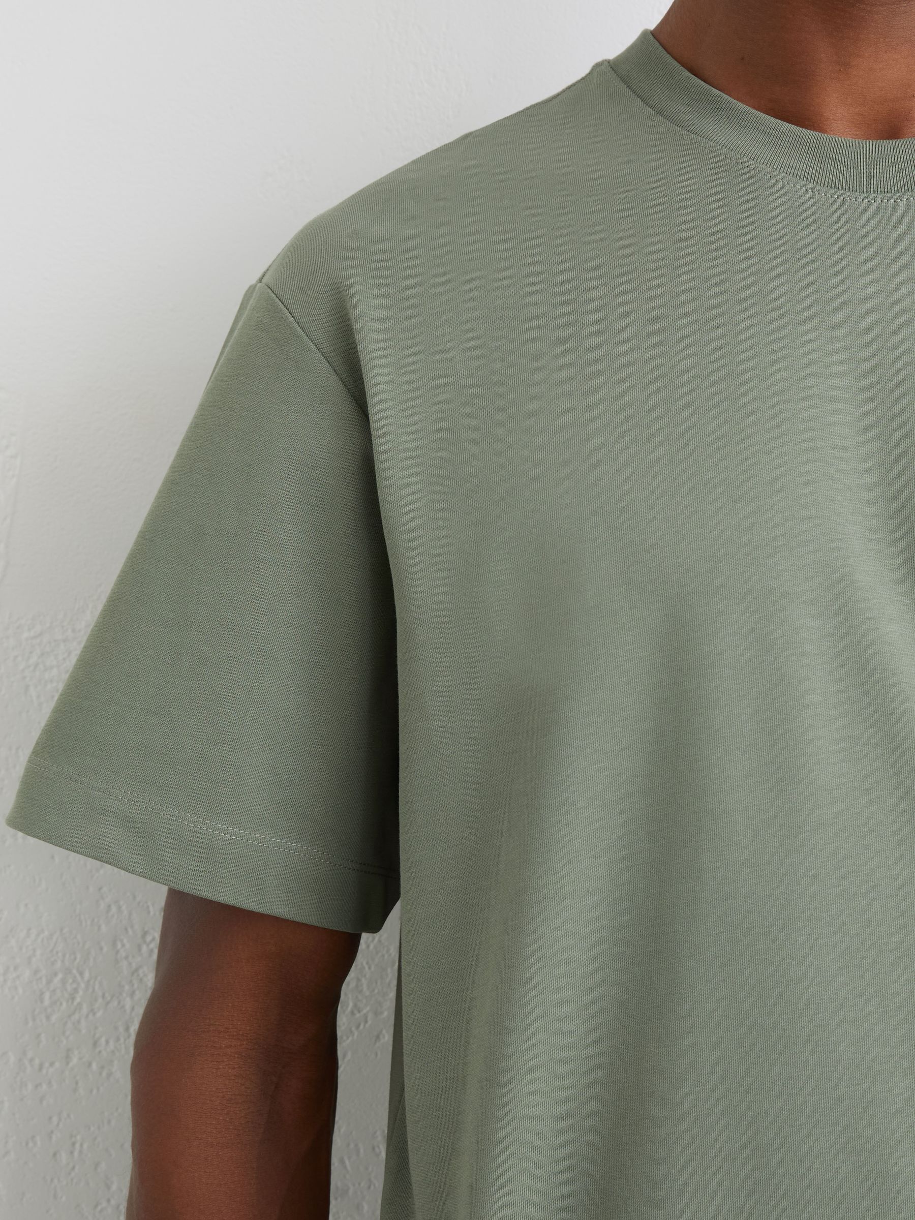 Cotton Garment-Dyed Oversized T-Shirt in Sage Green - Image 4 of 6