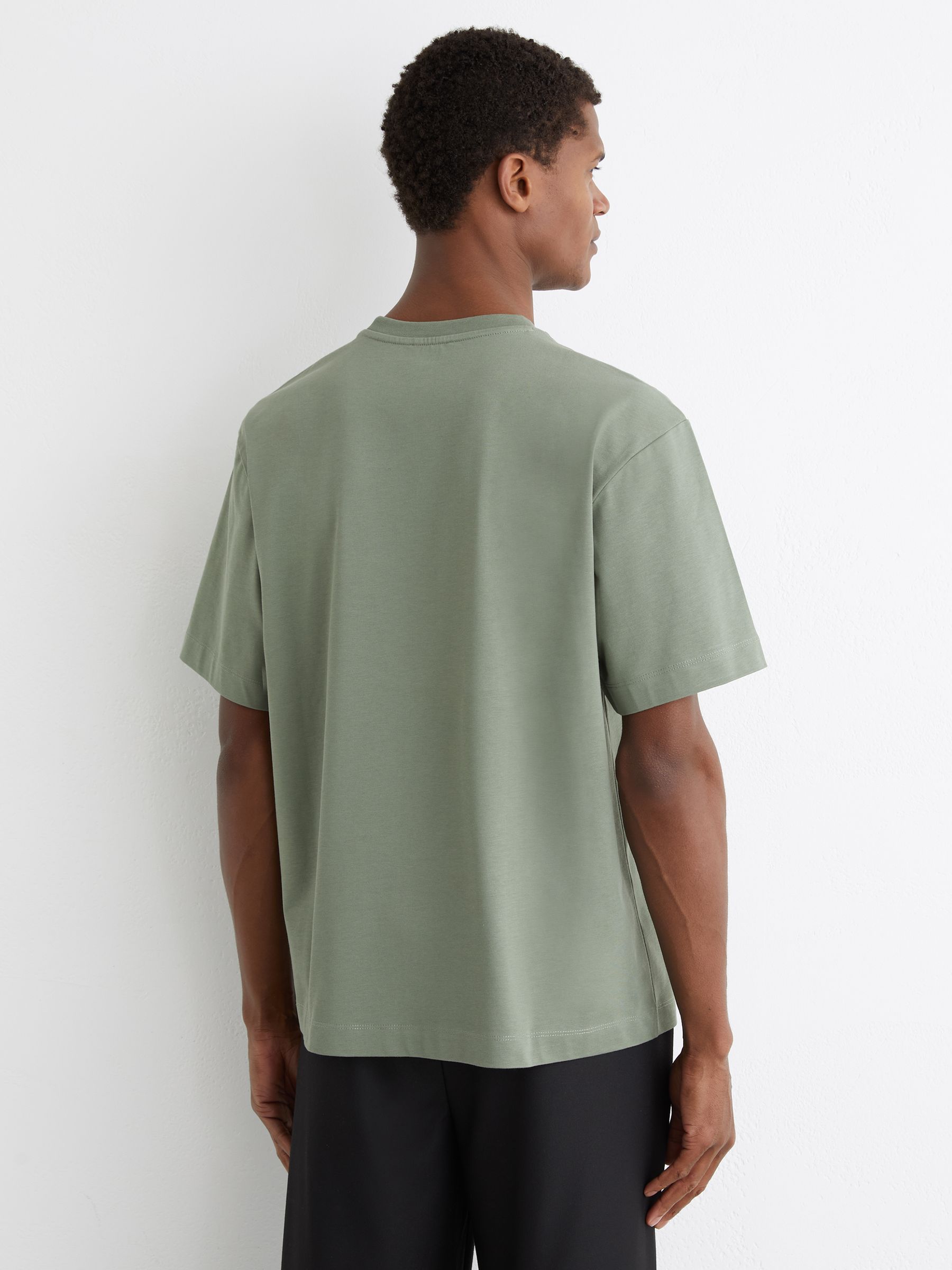 Cotton Garment-Dyed Oversized T-Shirt in Sage Green - Image 5 of 6