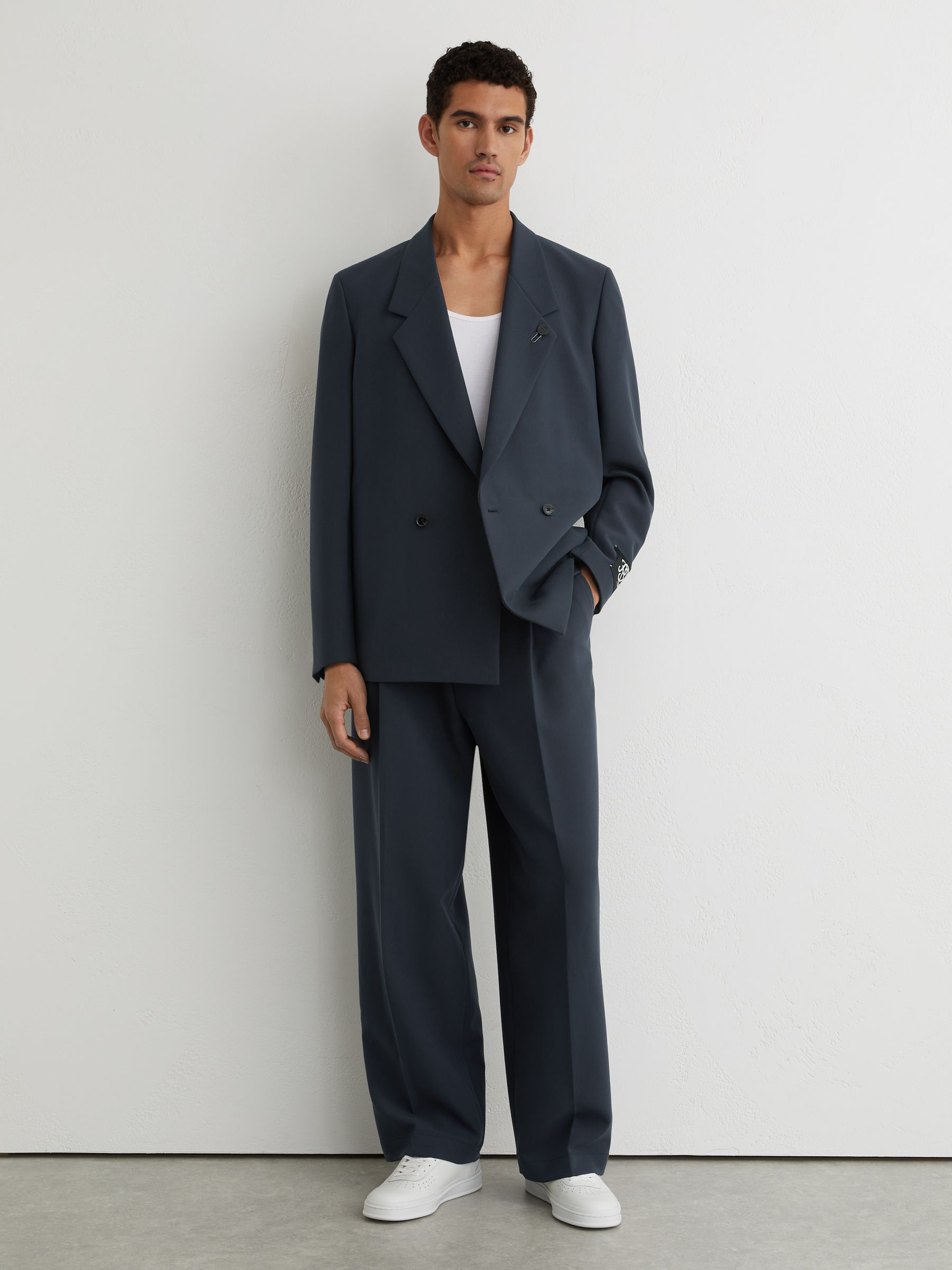 Monogram Relaxed-Fit Belted Trousers in Airforce Blue - image 3
