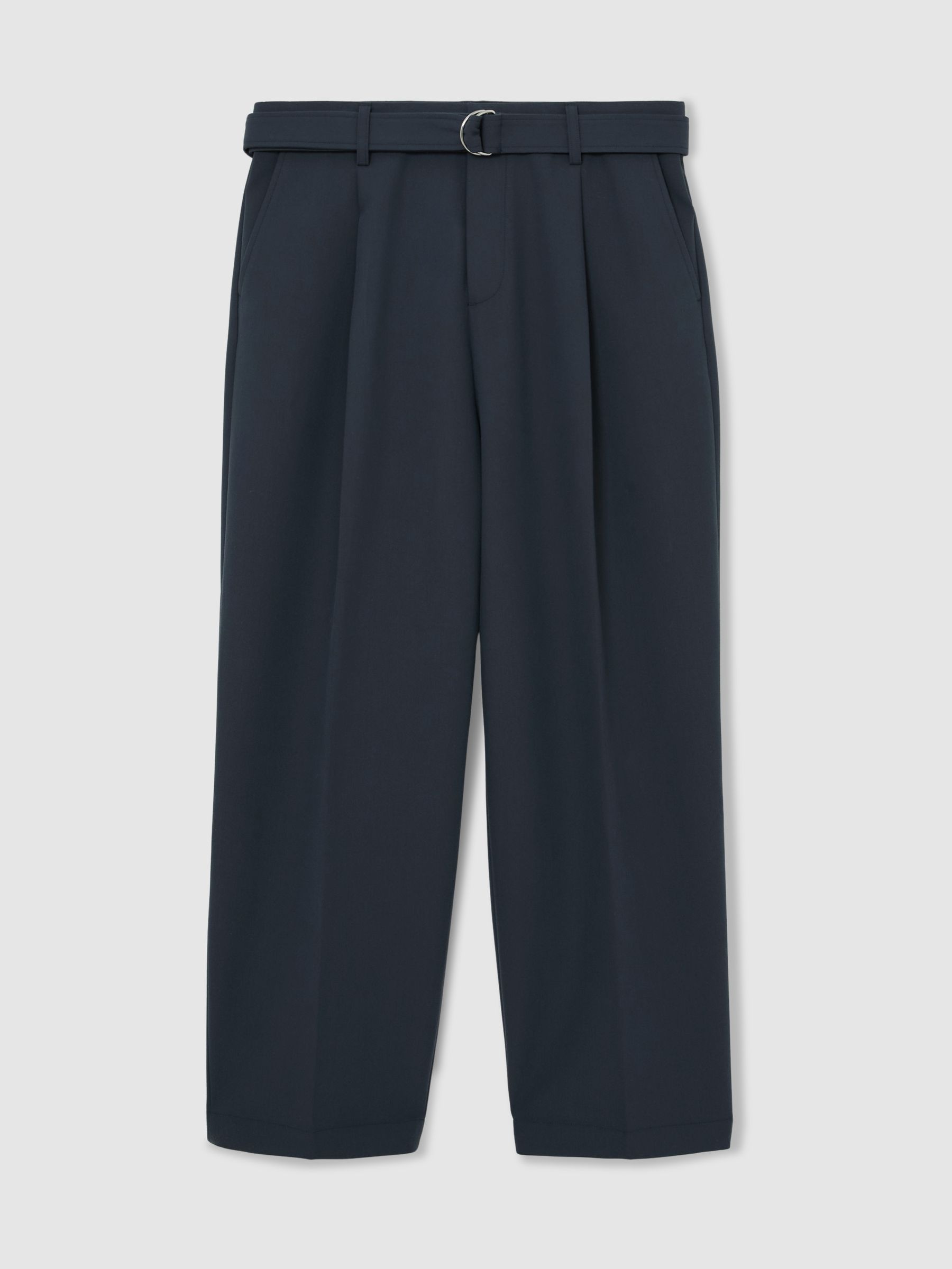 Monogram Relaxed-Fit Belted Trousers in Airforce Blue