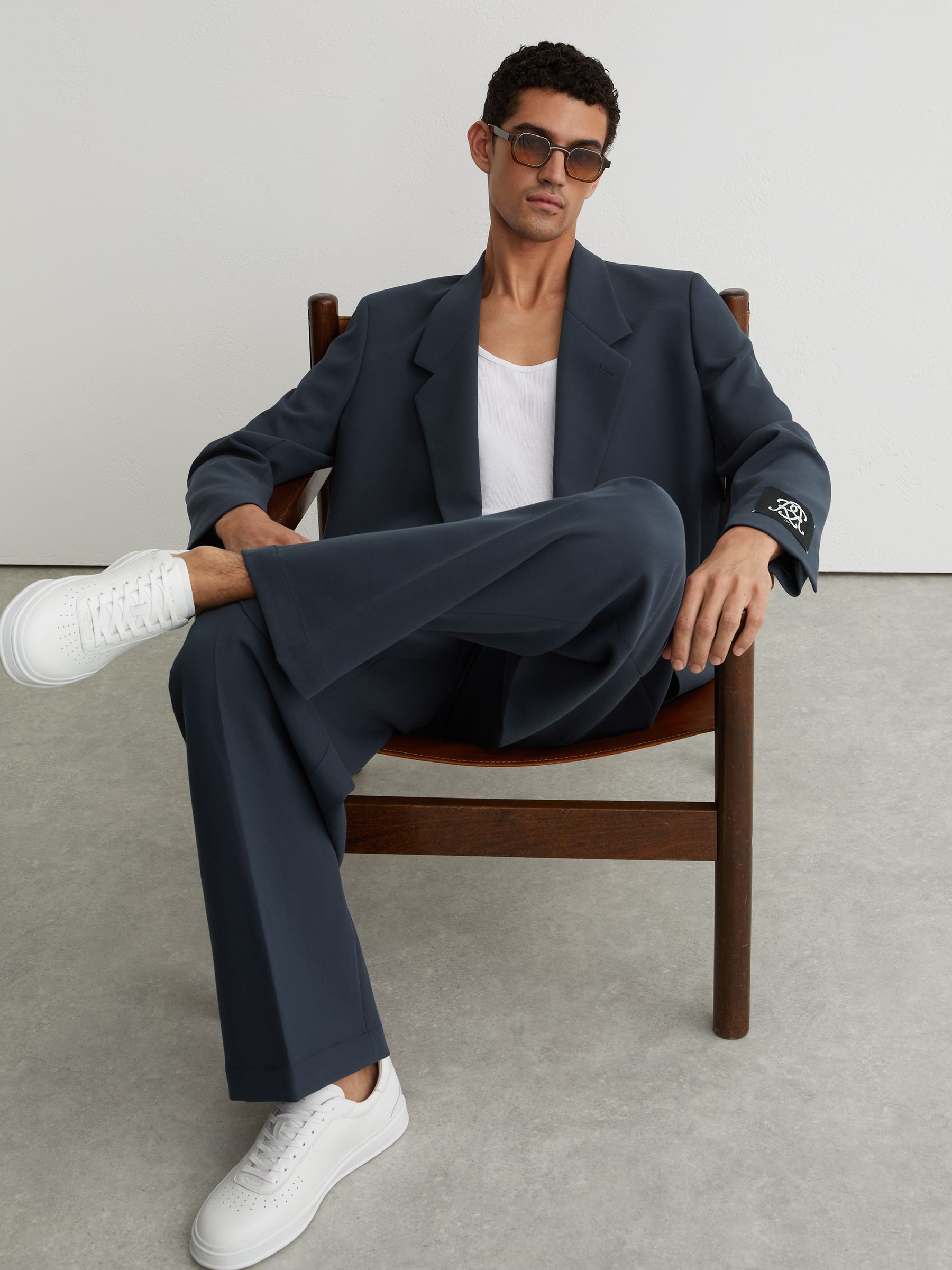 Monogram Relaxed-Fit Belted Trousers in Airforce Blue - image 5