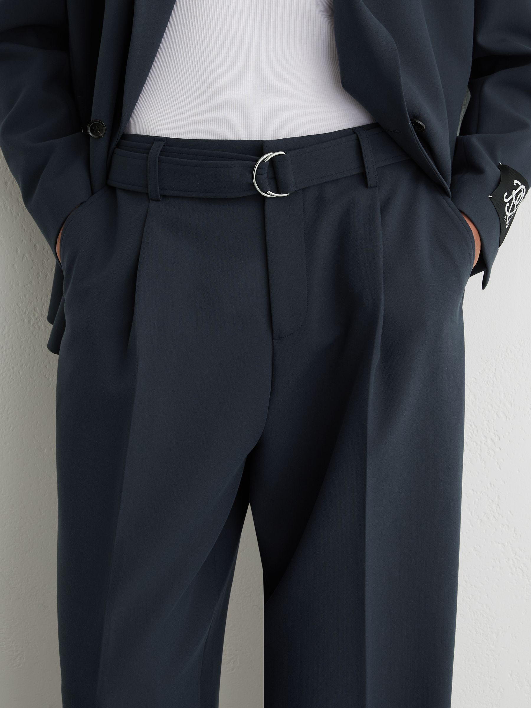 Monogram Relaxed-Fit Belted Trousers in Airforce Blue - image 4