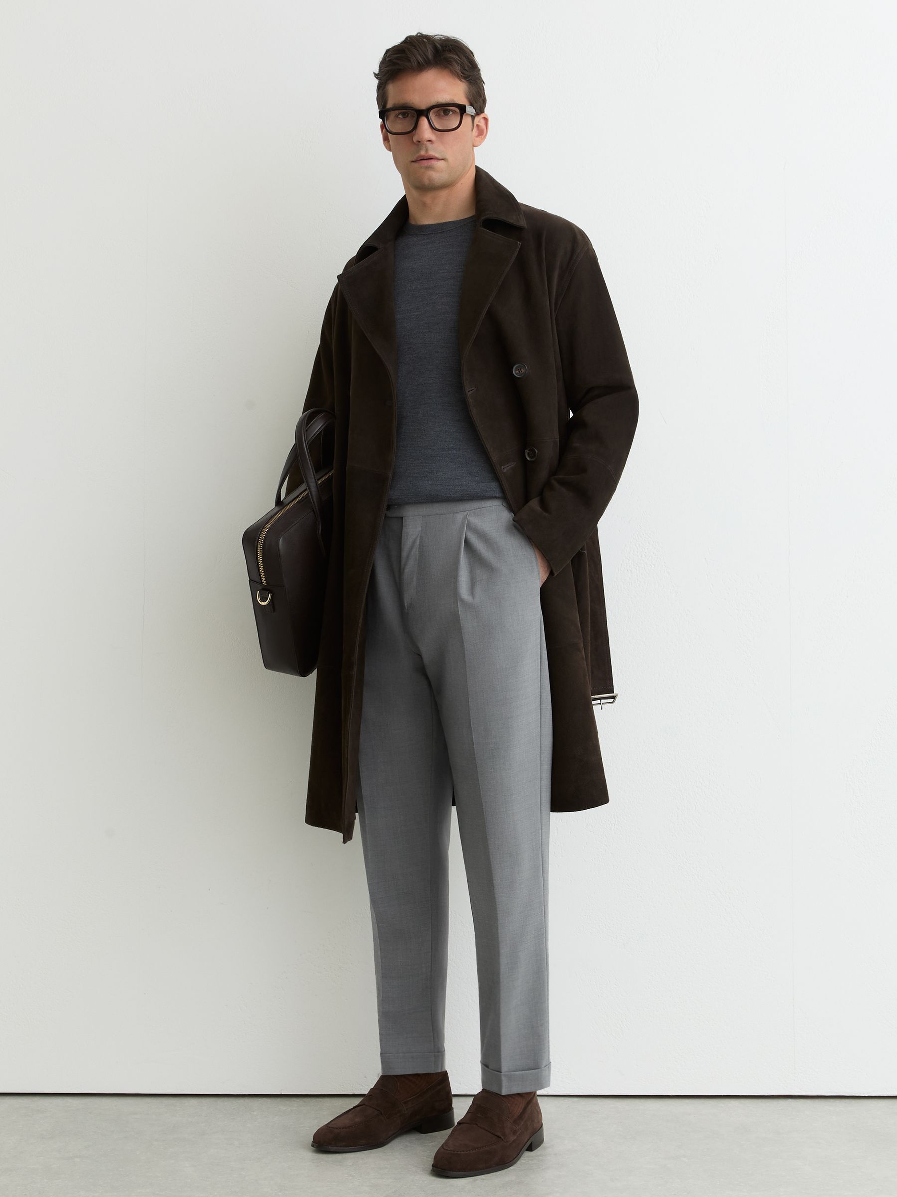 Wool-Blend Tailored-Fit Suit Trousers in Light Grey - Image 1 of 7