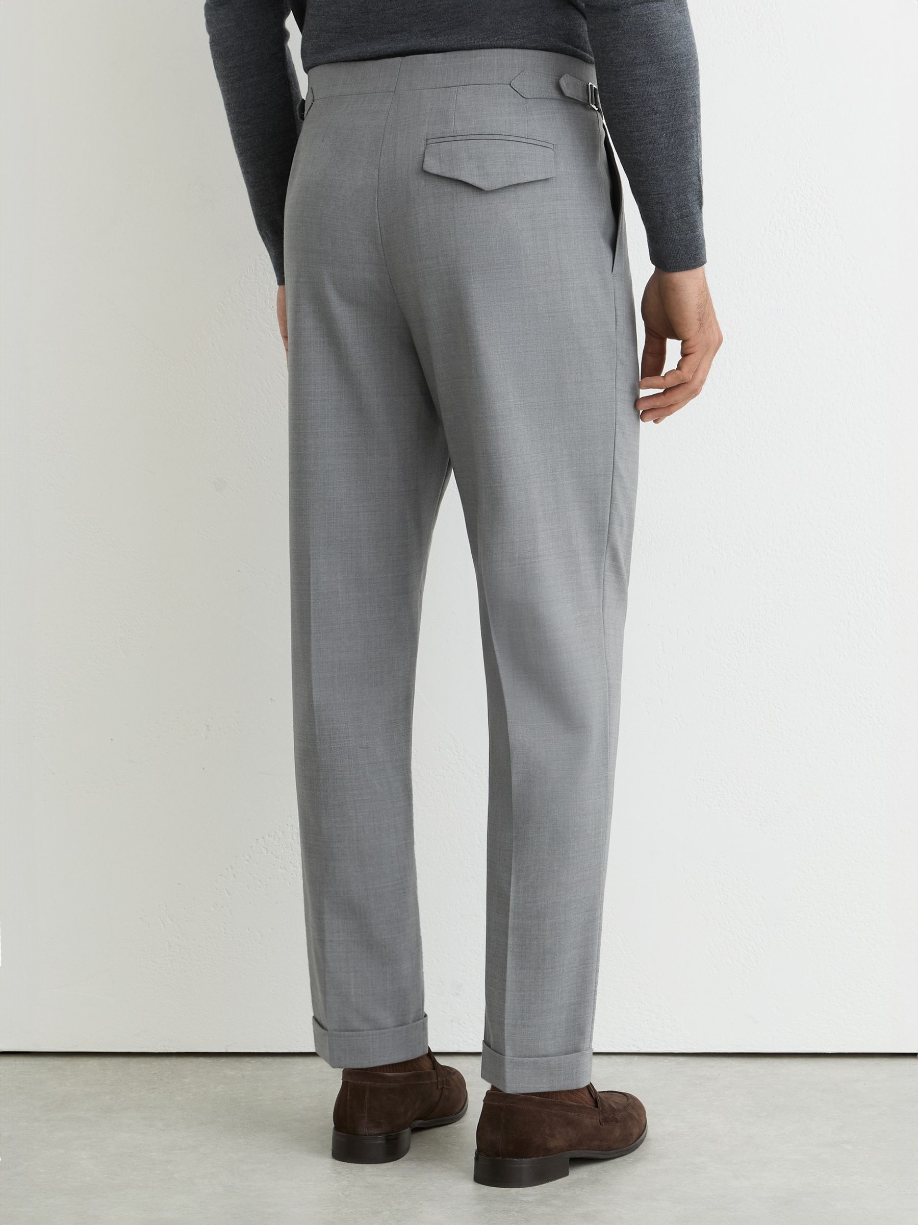 Wool-Blend Tailored-Fit Suit Trousers in Light Grey - Image 4 of 7