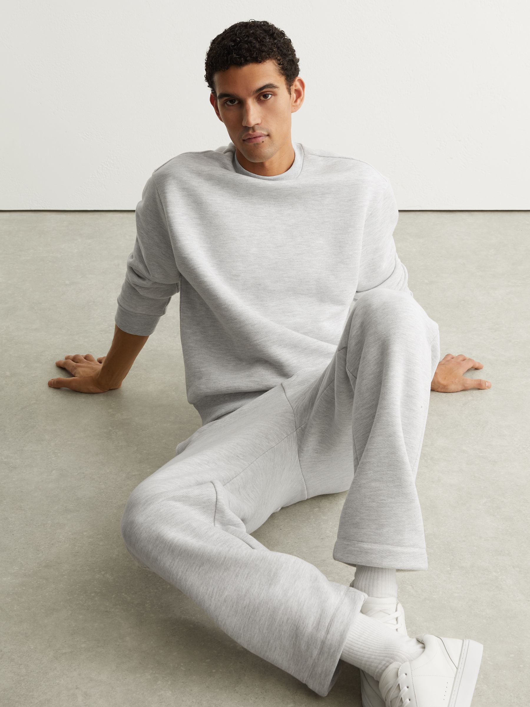 Cotton-Blend Heavyweight Sweatshirt in Grey Melange - Image 1 of 7
