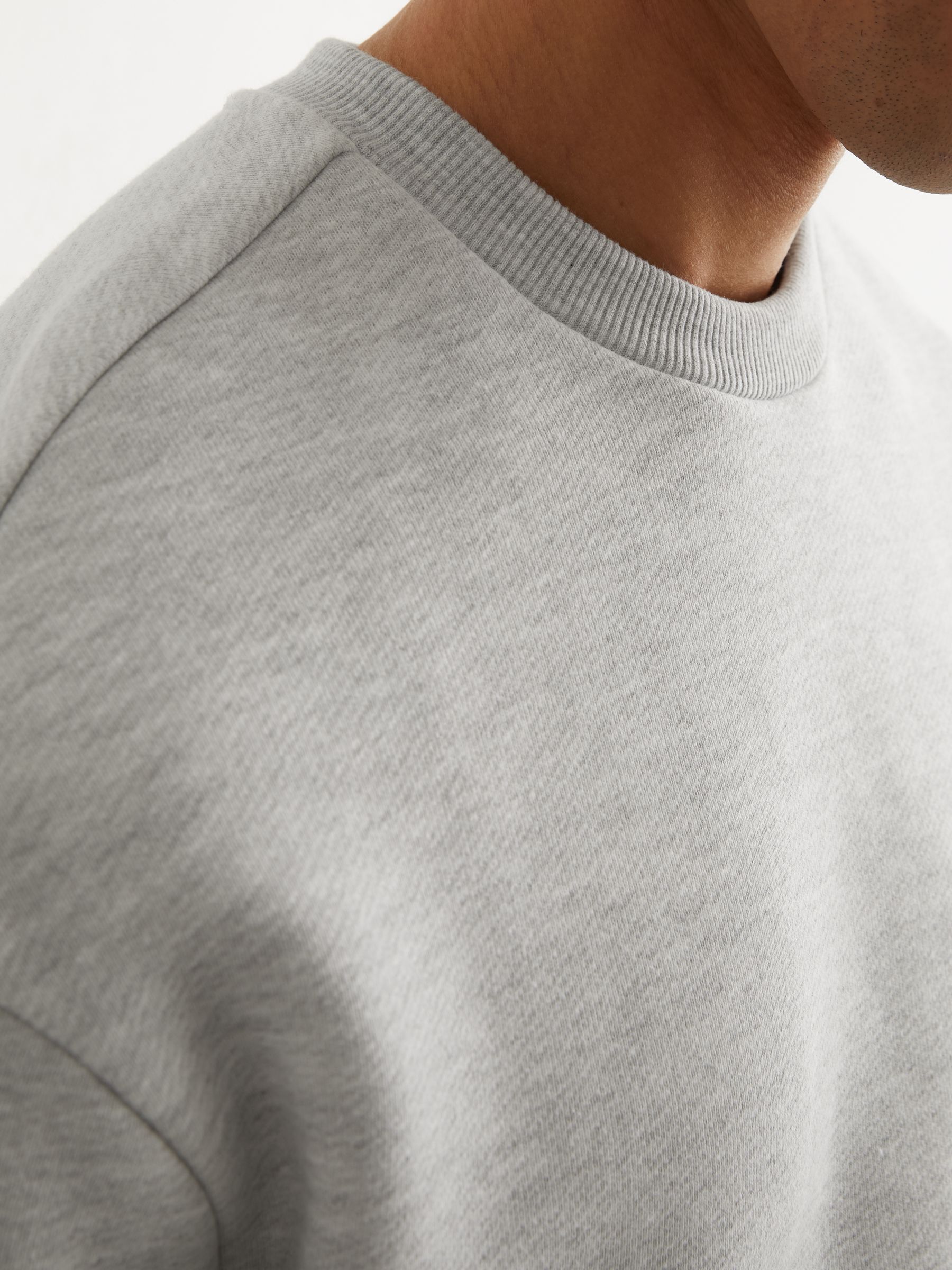 Cotton-Blend Heavyweight Sweatshirt in Grey Melange - Image 4 of 7