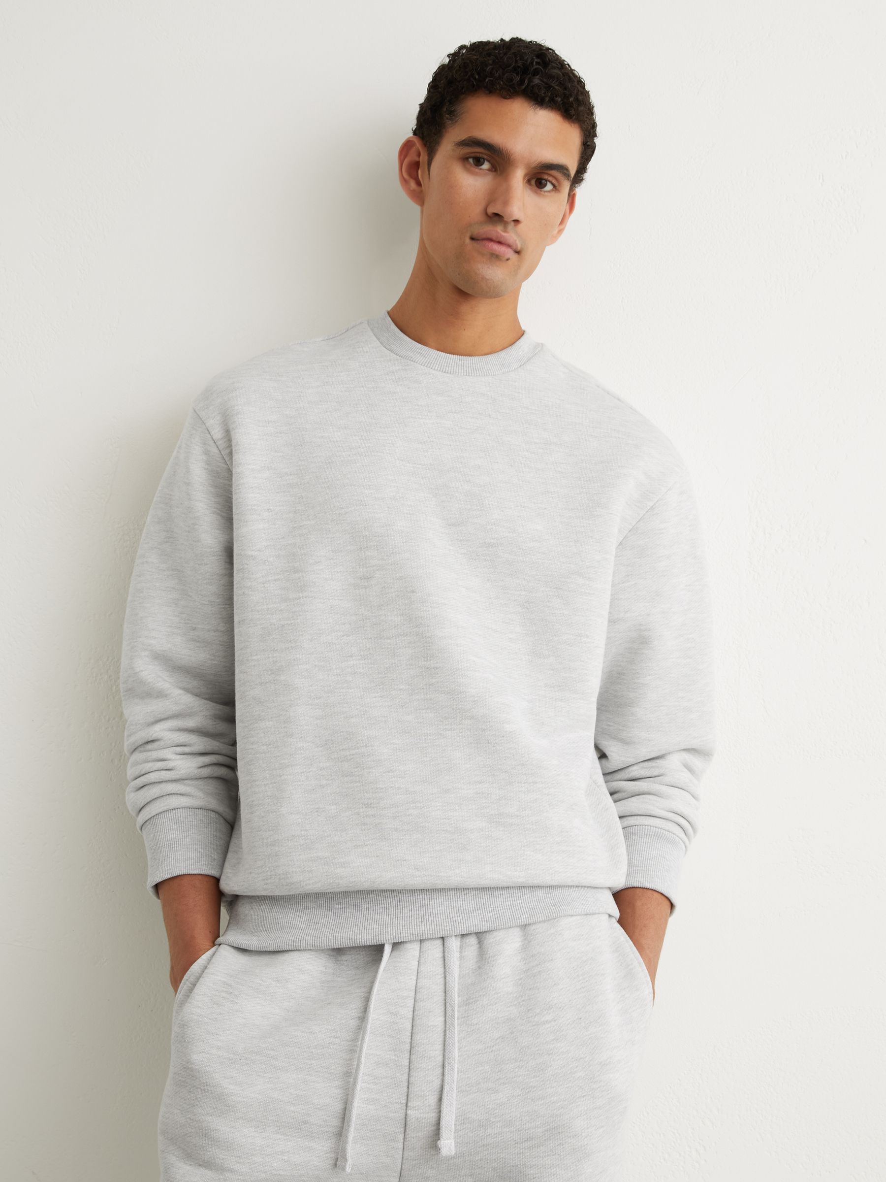 Cotton-Blend Heavyweight Sweatshirt in Grey Melange - image 4
