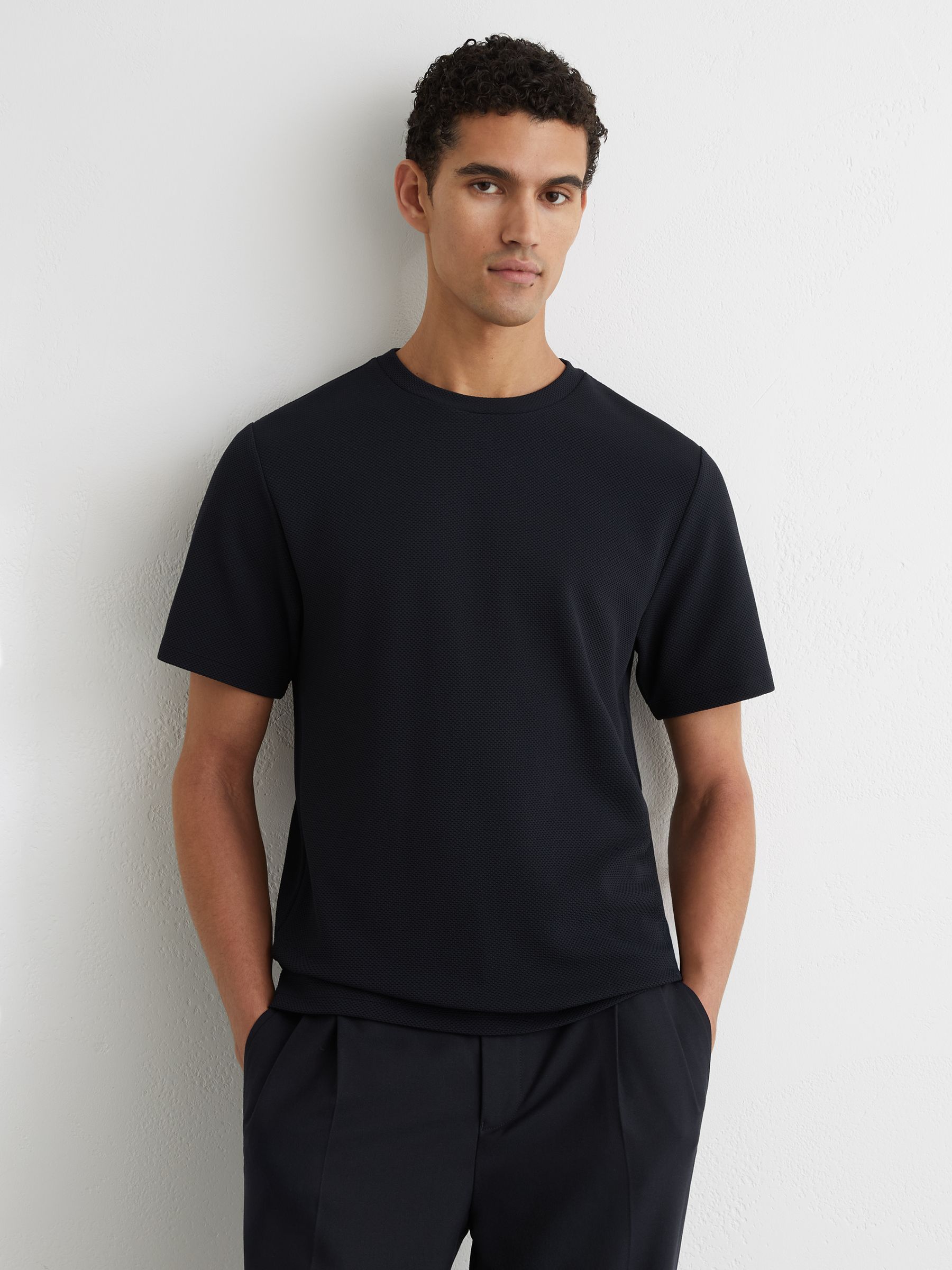 Textured Crew-Neck Modern-Fit T-Shirt in Navy - image 2
