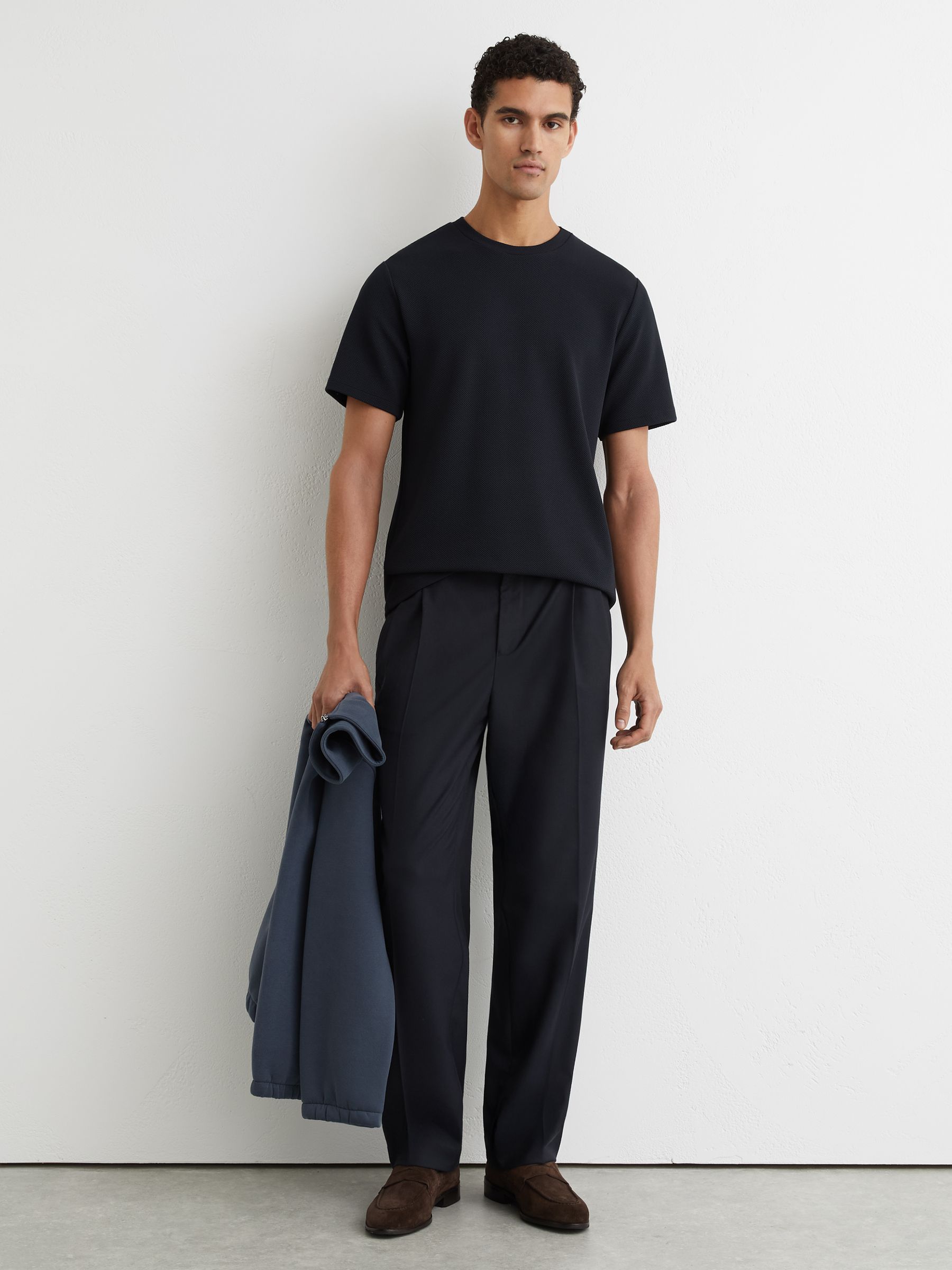 Textured Crew-Neck Modern-Fit T-Shirt in Navy - image 4