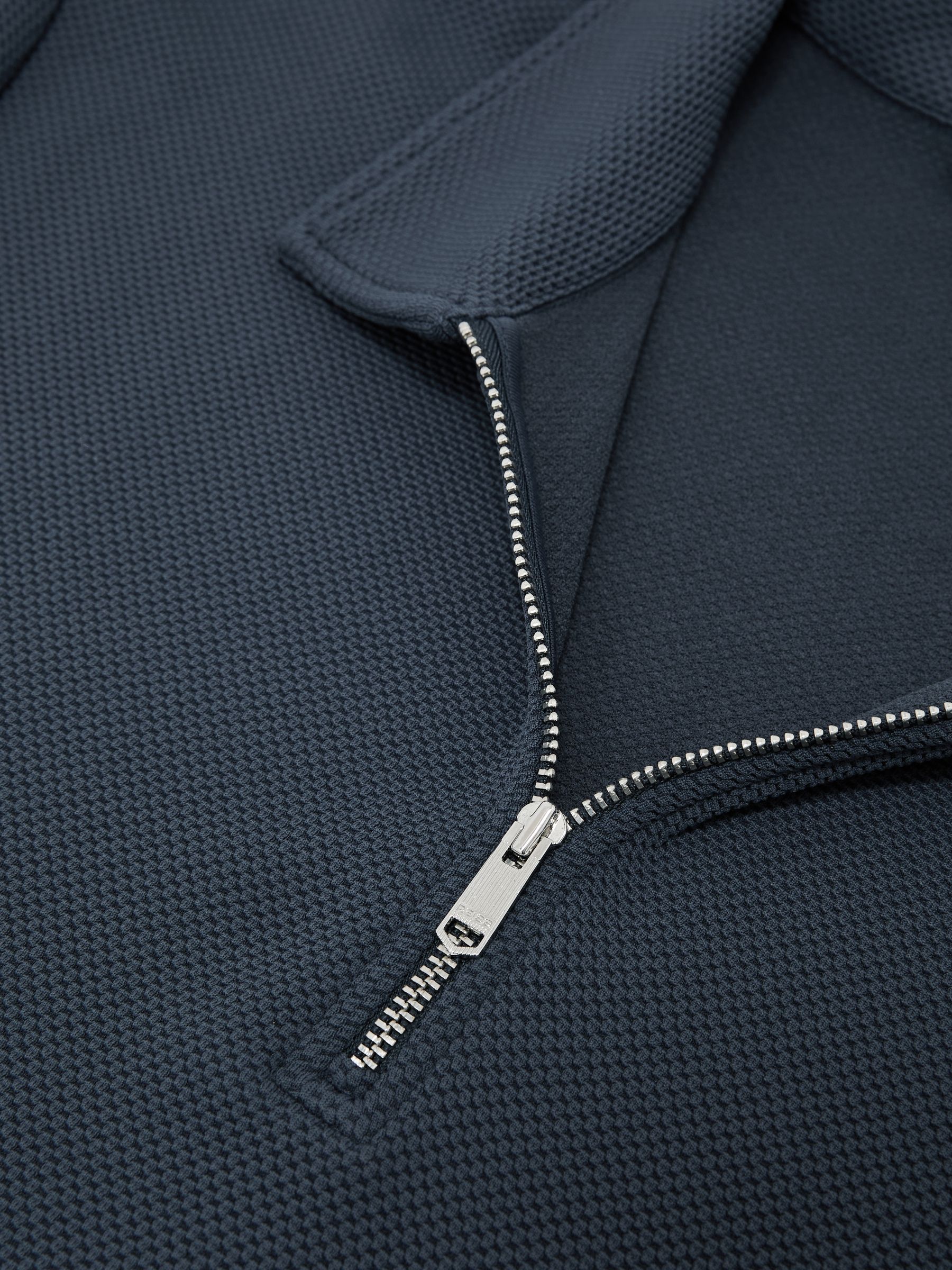 Half-Zip Textured Polo Shirt in Airforce Blue - image 3