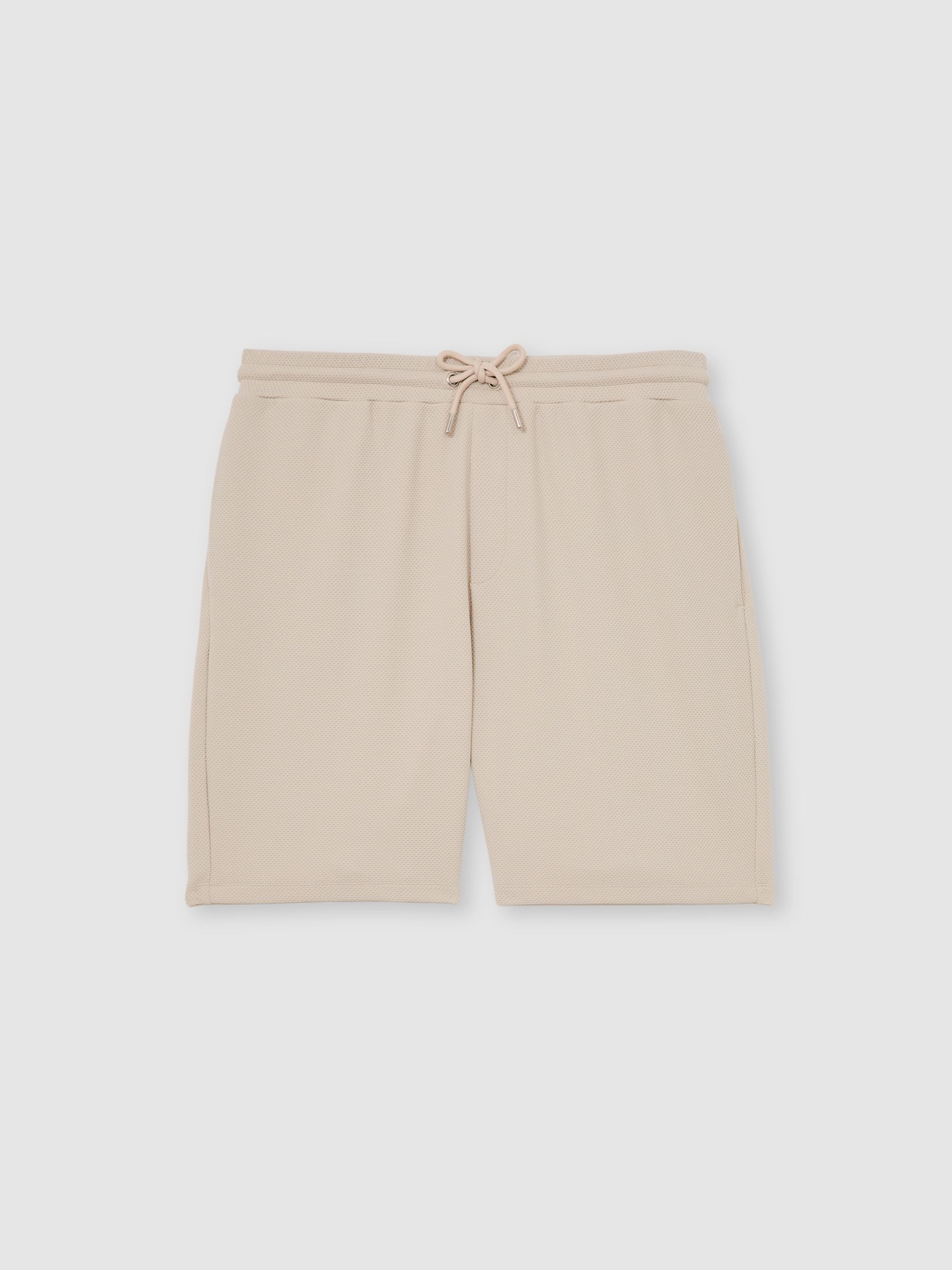 Textured Drawstring Shorts in Stone - image 1