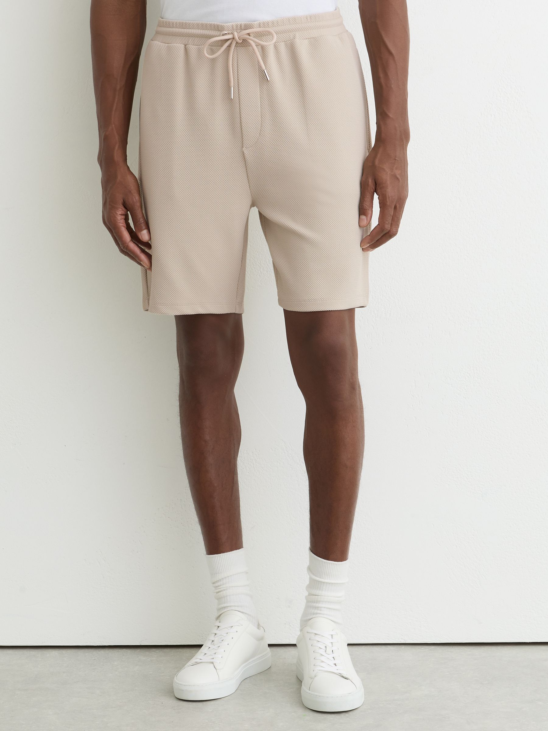 Textured Drawstring Shorts in Stone - image 4