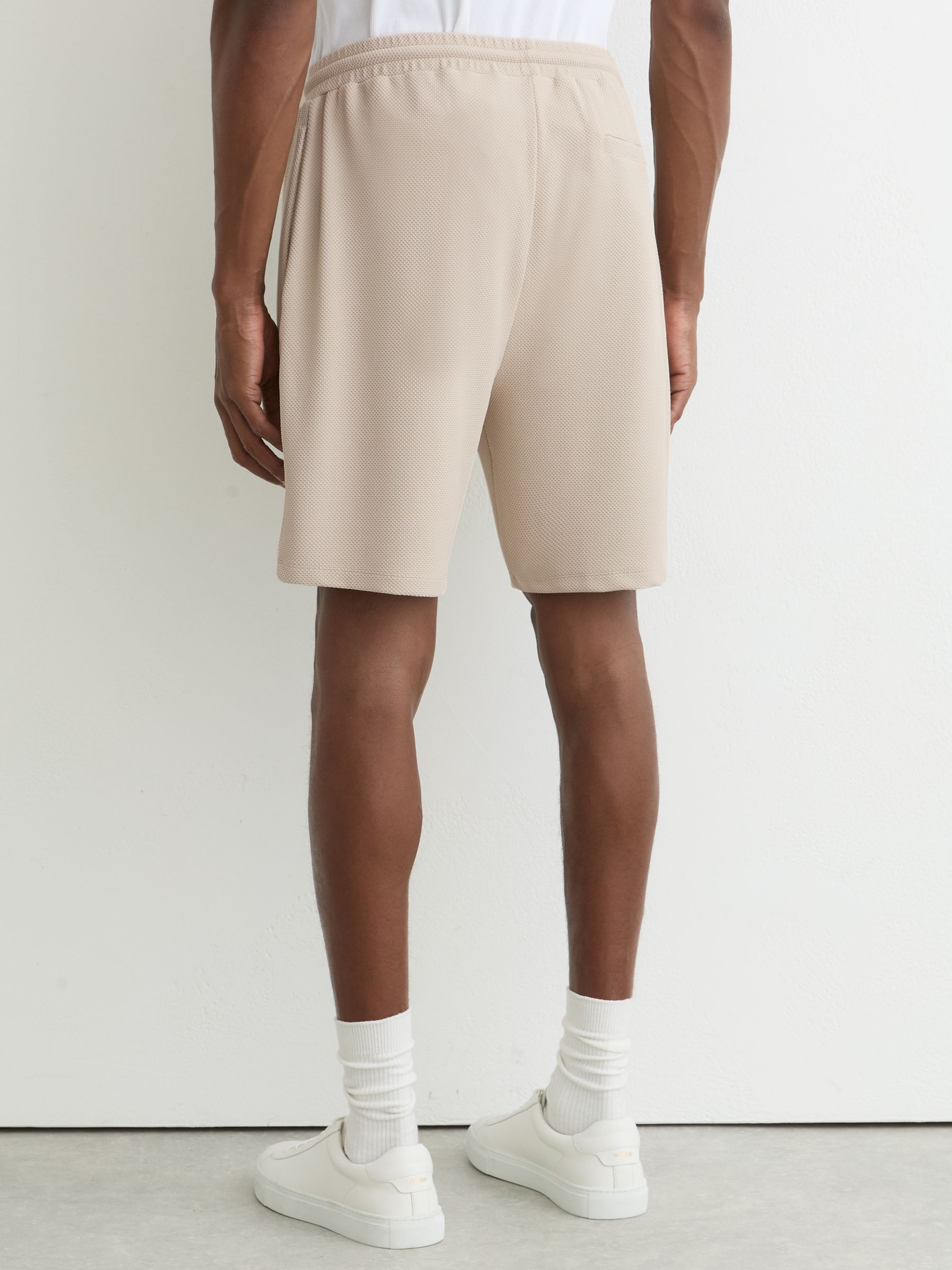 Textured Drawstring Shorts in Stone - Image 5 of 6