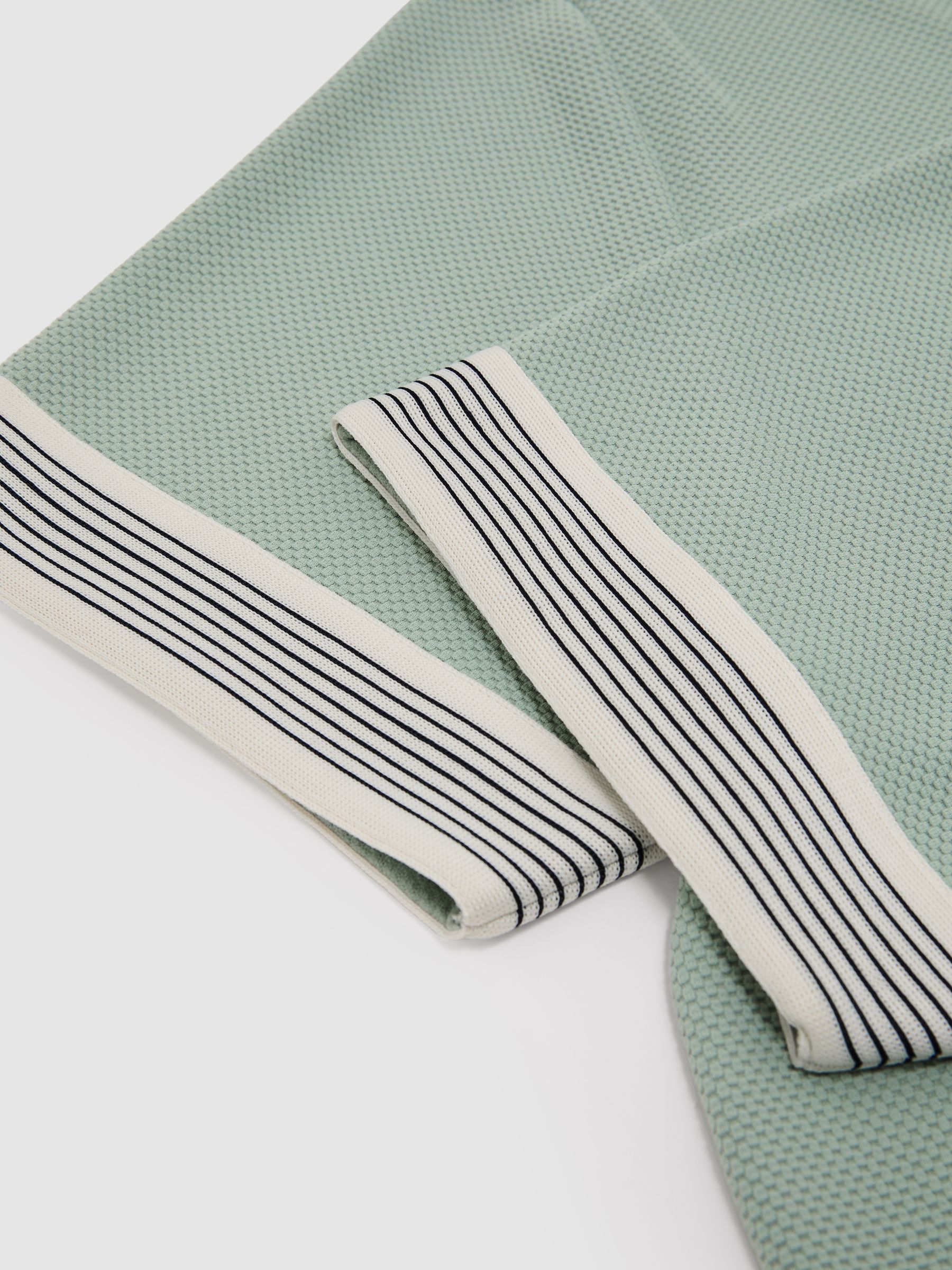 Sleeve-Trim Half-Zip Polo Shirt in Mint Green - image 3