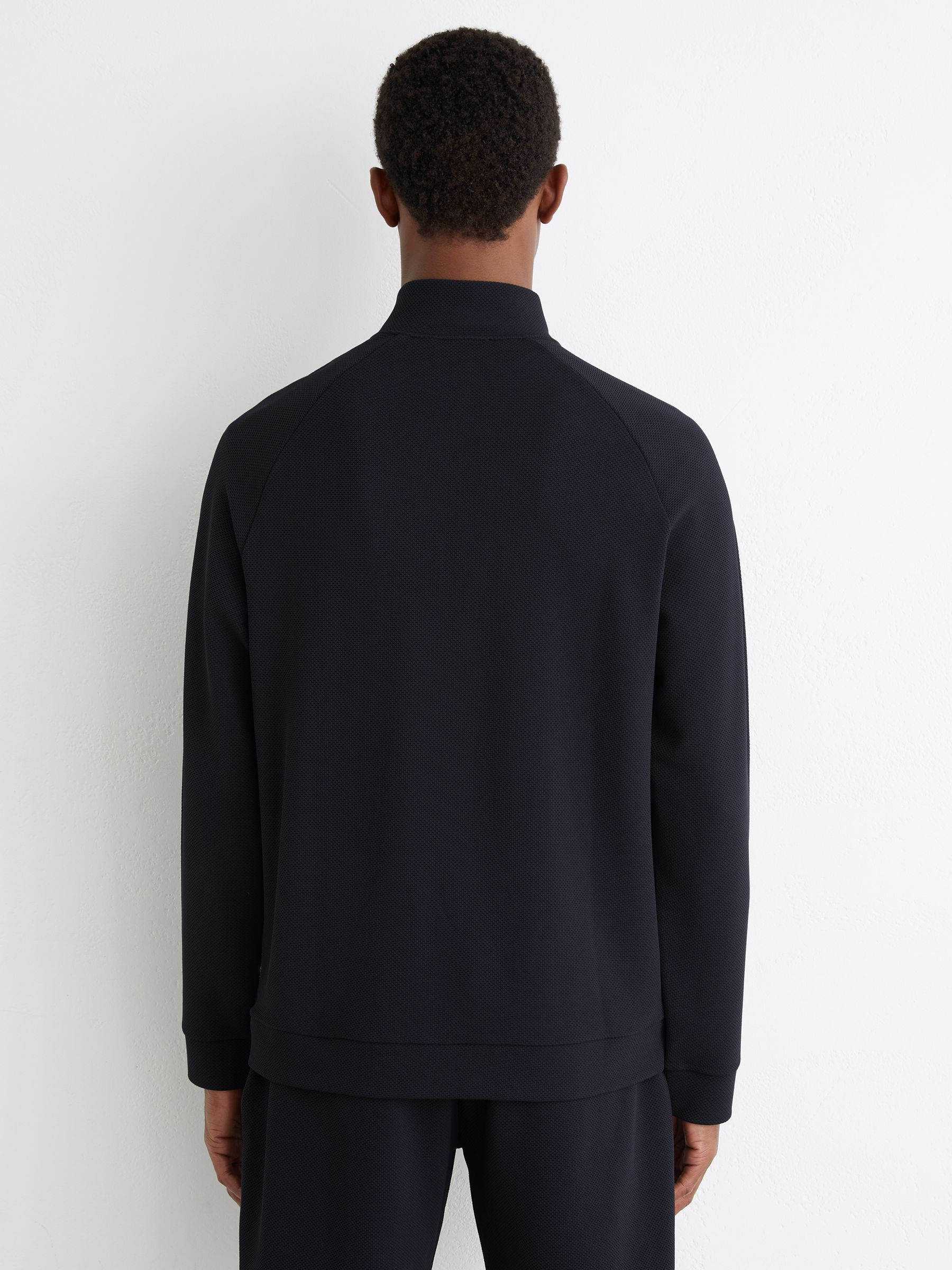 Textured Half-Zip Funnel-Neck Jumper in Navy - image 5