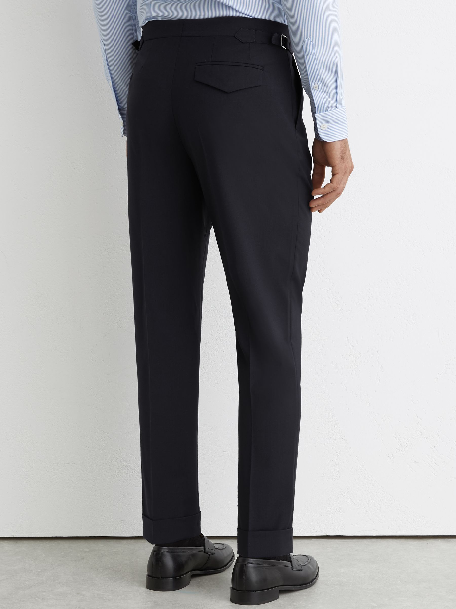 Tailored Fit Side-Adjuster Tailored-Fit Suit Trousers Wool-Blend in Navy - image 4
