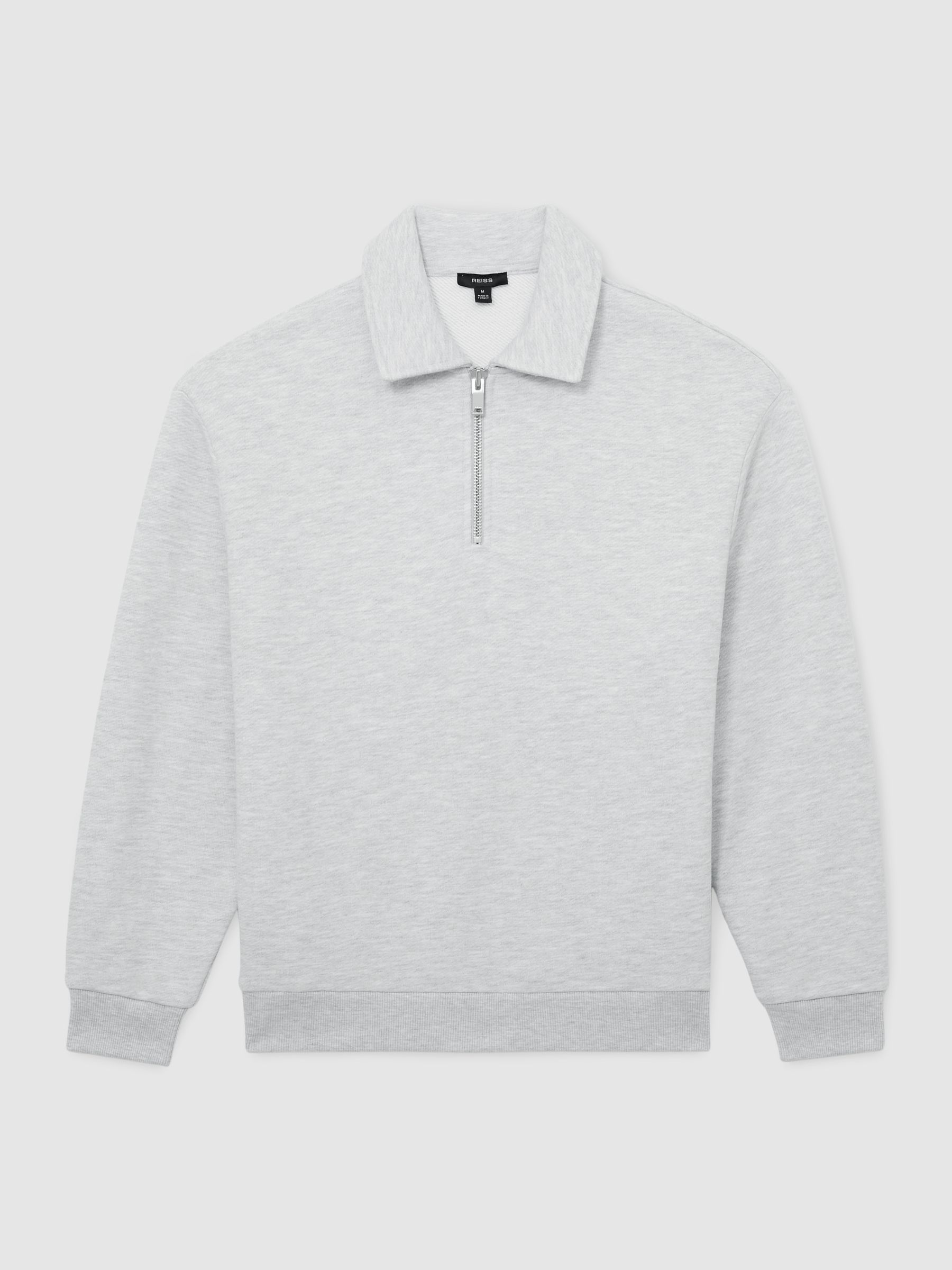 Cotton-Blend Heavyweight Zip Sweatshirt in Grey Melange - image 1