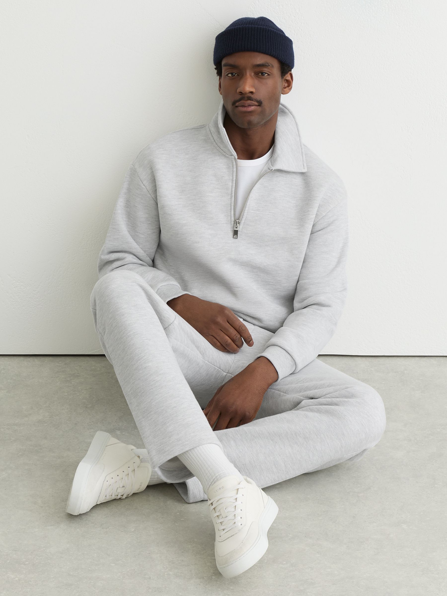 Cotton-Blend Heavyweight Zip Sweatshirt in Grey Melange - Image 3 of 7
