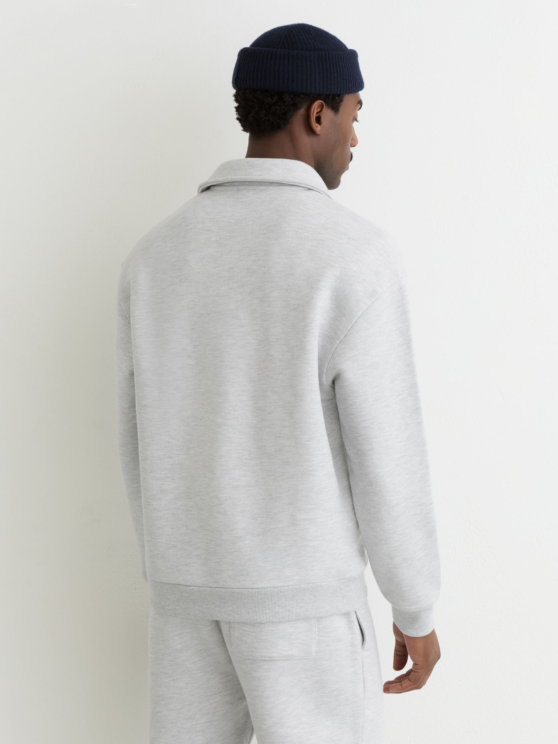 Cotton-Blend Heavyweight Zip Sweatshirt in Grey Melange - Image 6 of 7