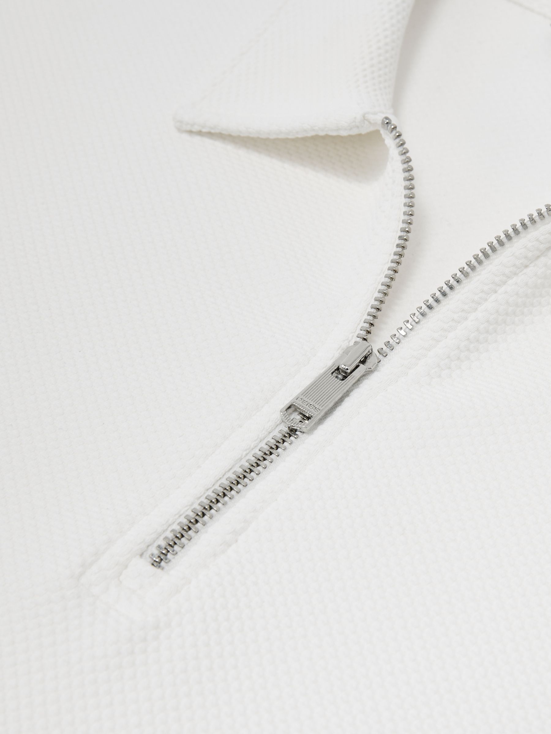 Sleeve-Trim Half-Zip Polo Shirt in White - image 3
