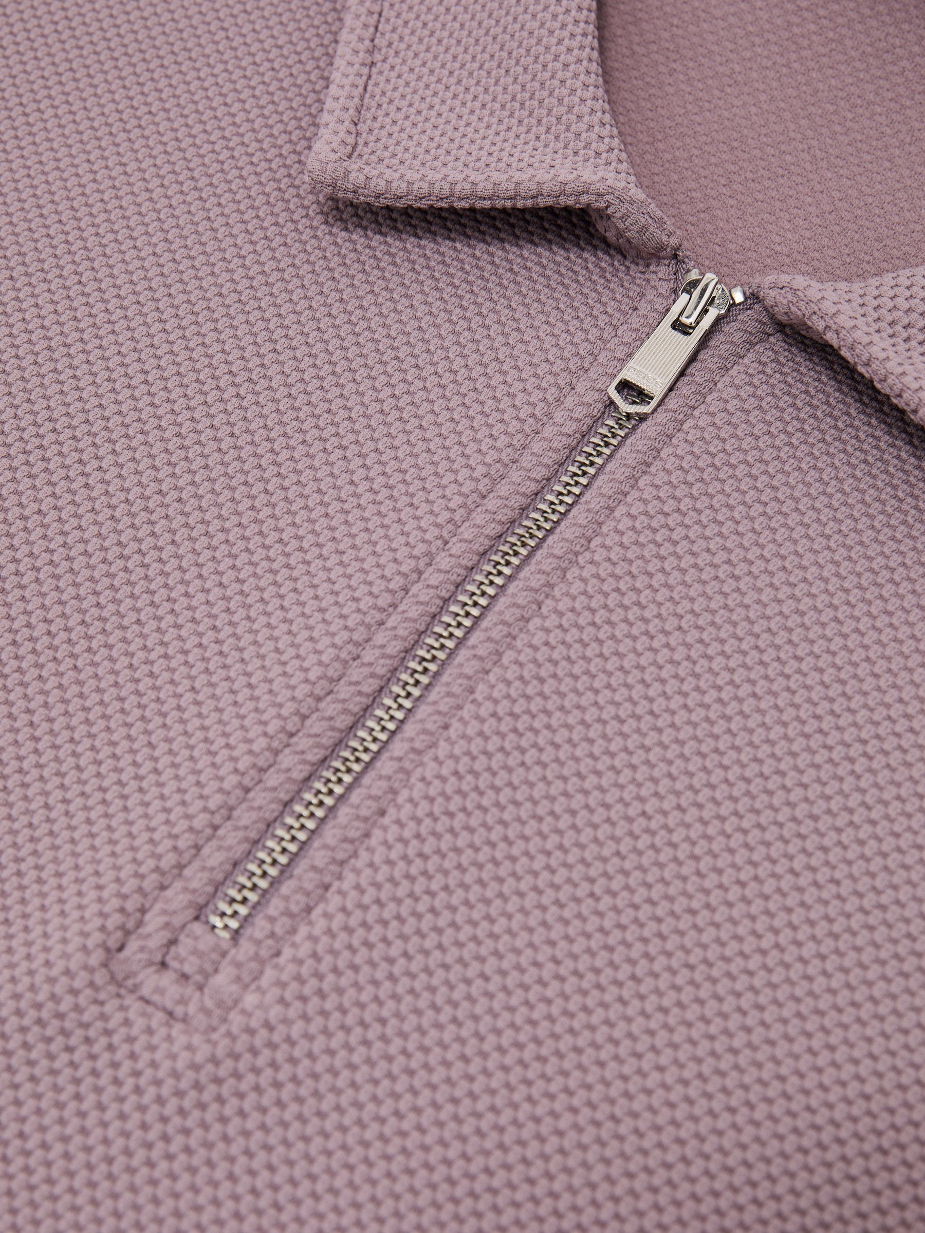 Half-Zip Textured Polo Shirt in Raspberry Pink - image 3