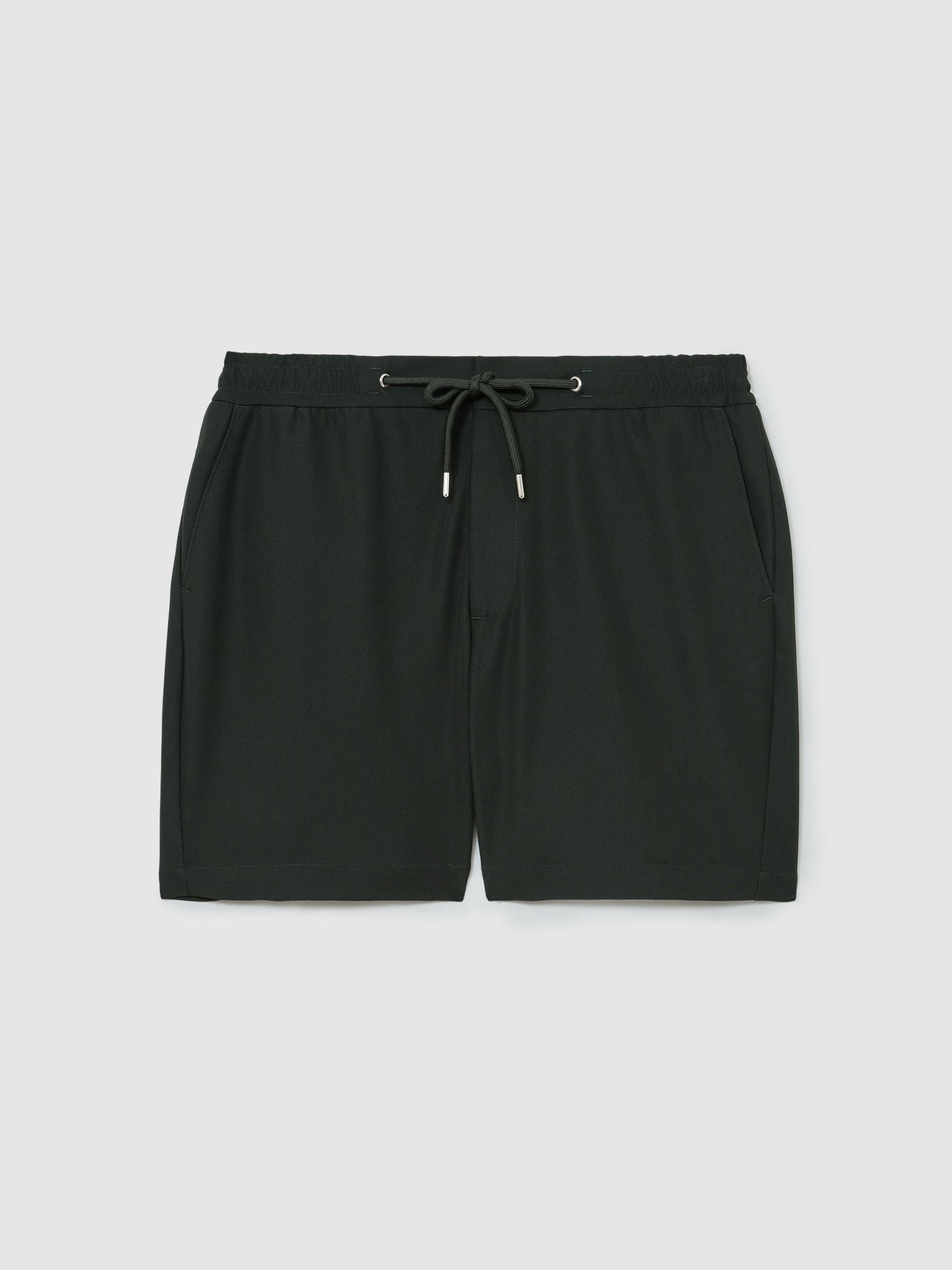 Textured Drawstring Shorts in Dark Green - Image 2 of 6