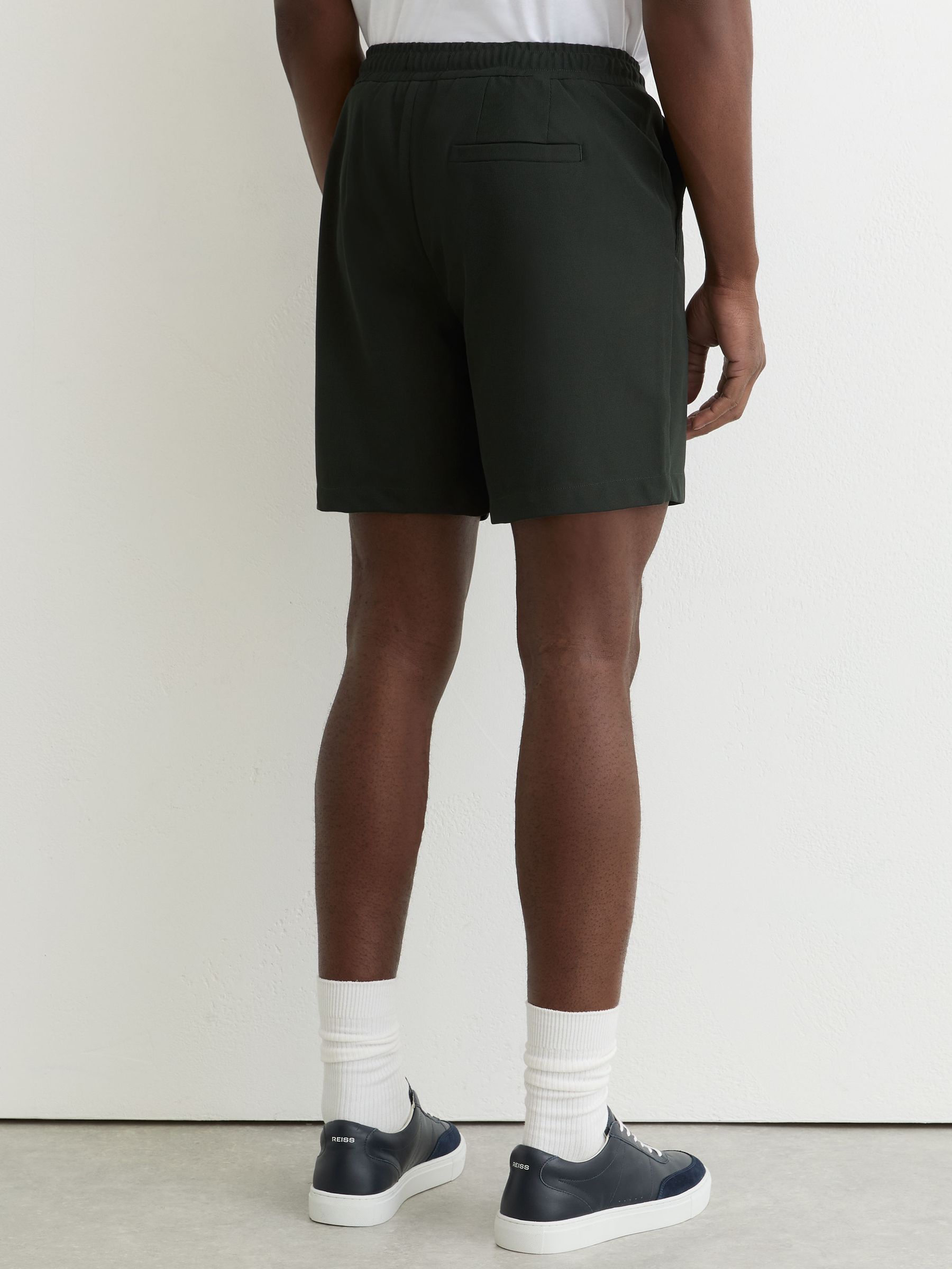 Textured Drawstring Shorts in Dark Green - Image 5 of 6