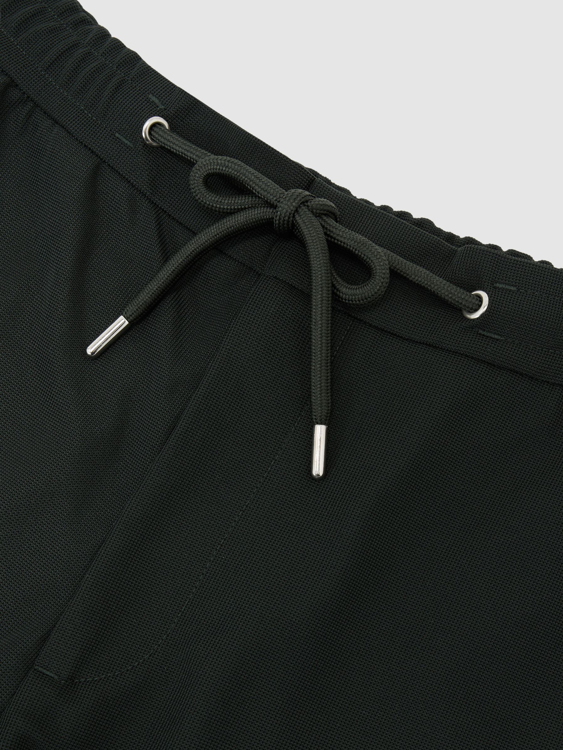 Textured Drawstring Shorts in Dark Green - image 3